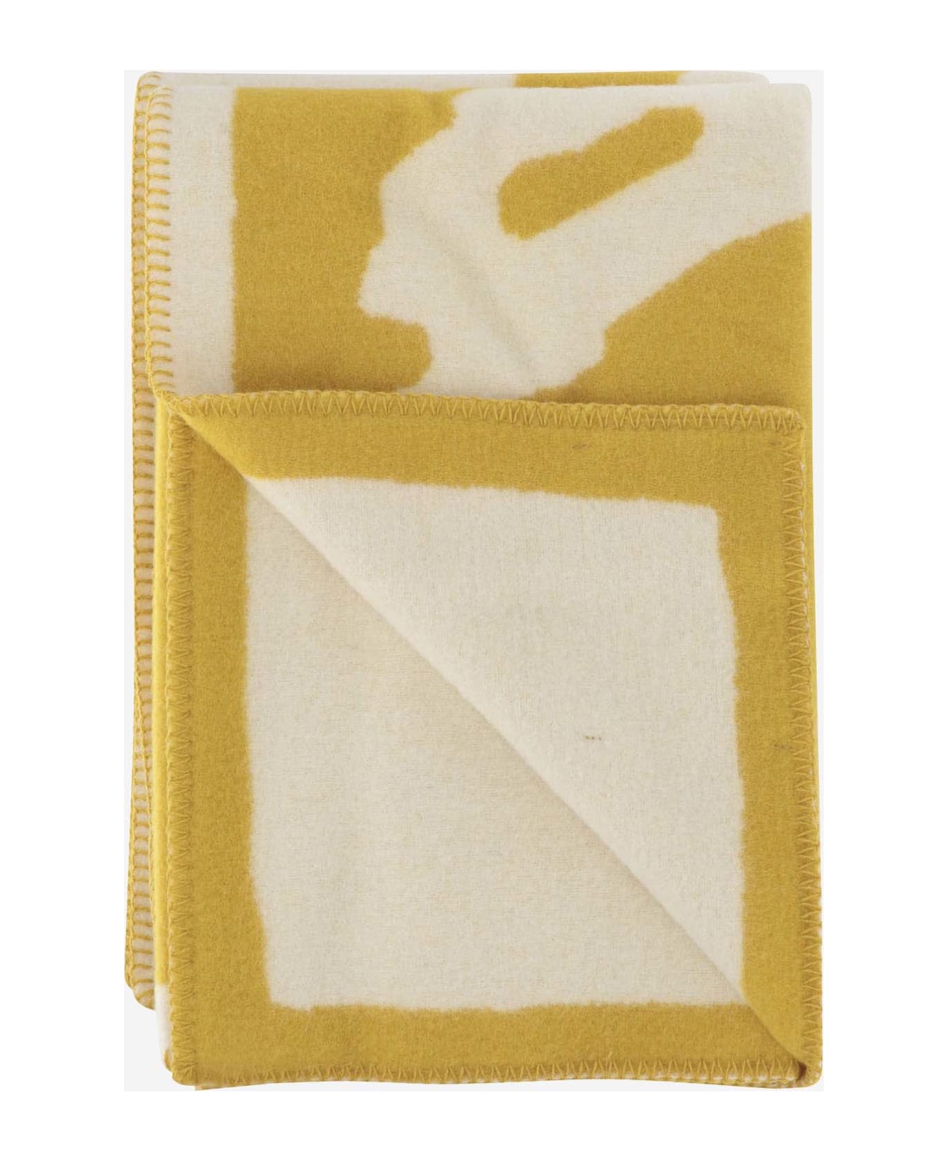 Burberry Logo Wool Scarf - Yellow