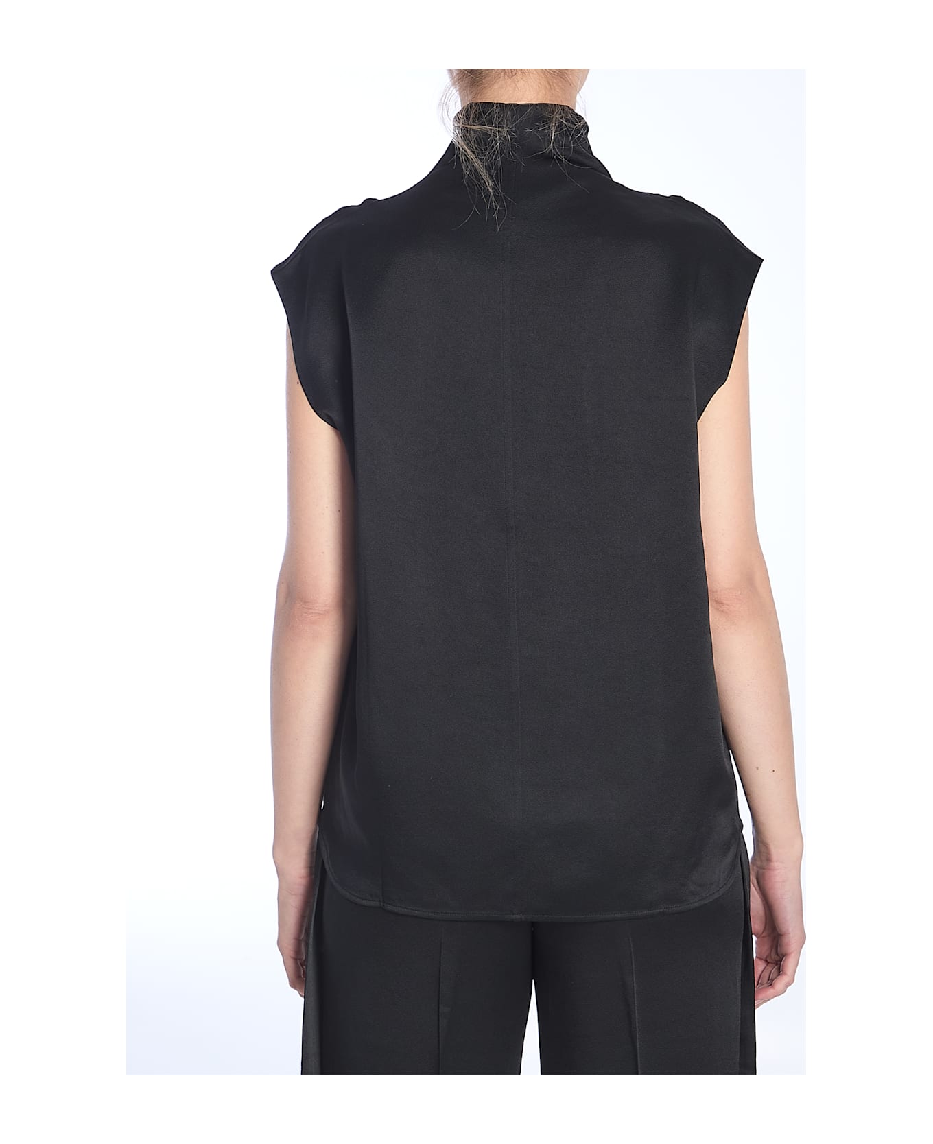 Totême Black Collared Sleeveless Top - Black