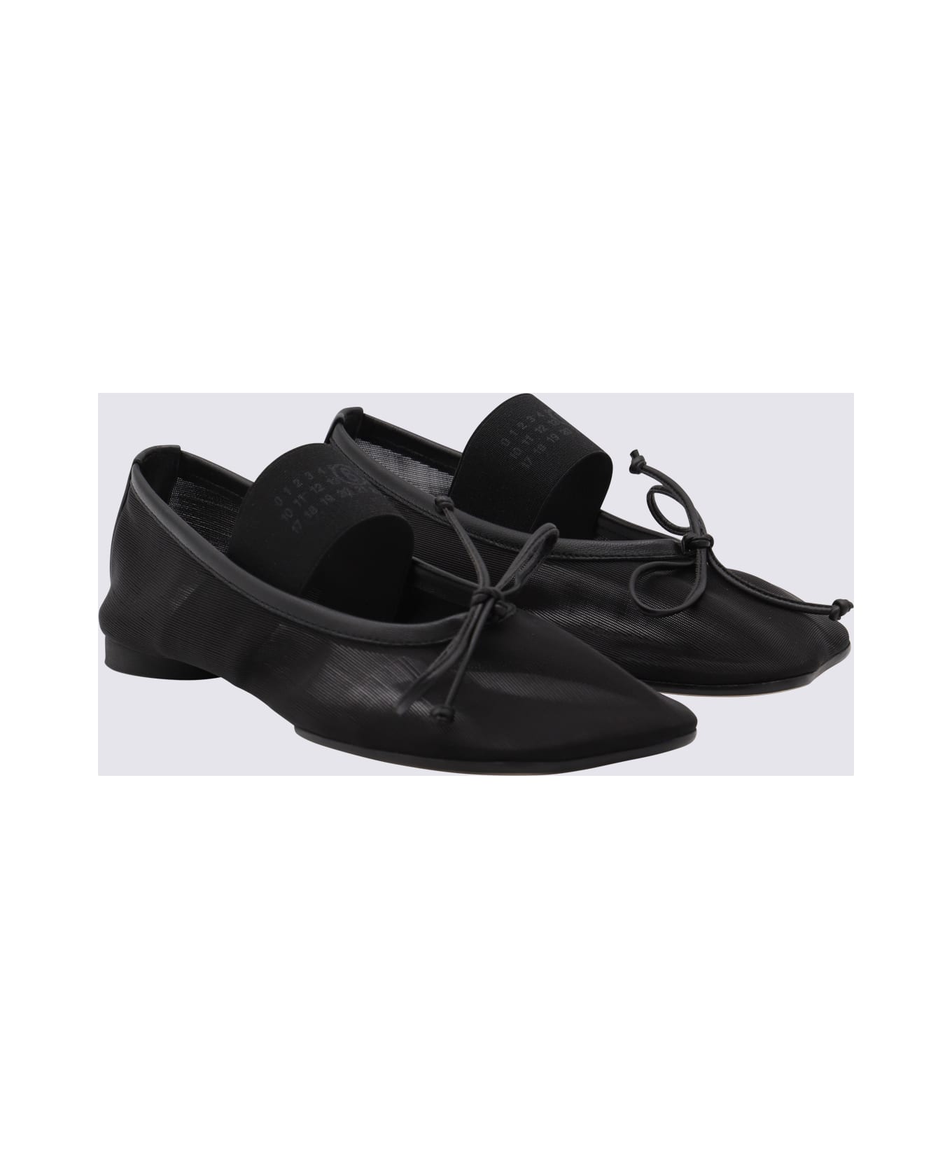 MM6 Maison Margiela Black Leather Flats - Black