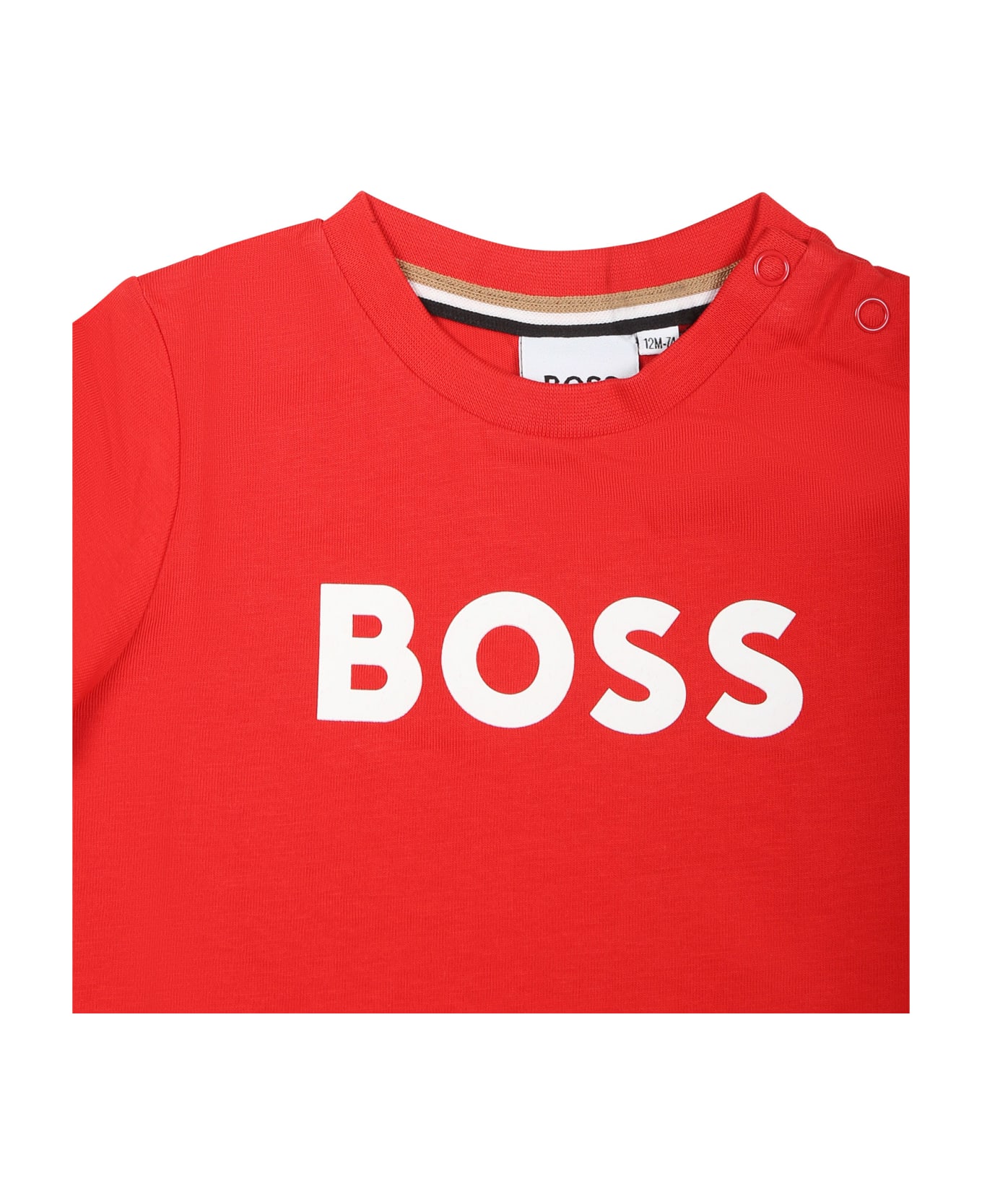 Hugo Boss Red T-shirt For Baby Boy With Logo - Red
