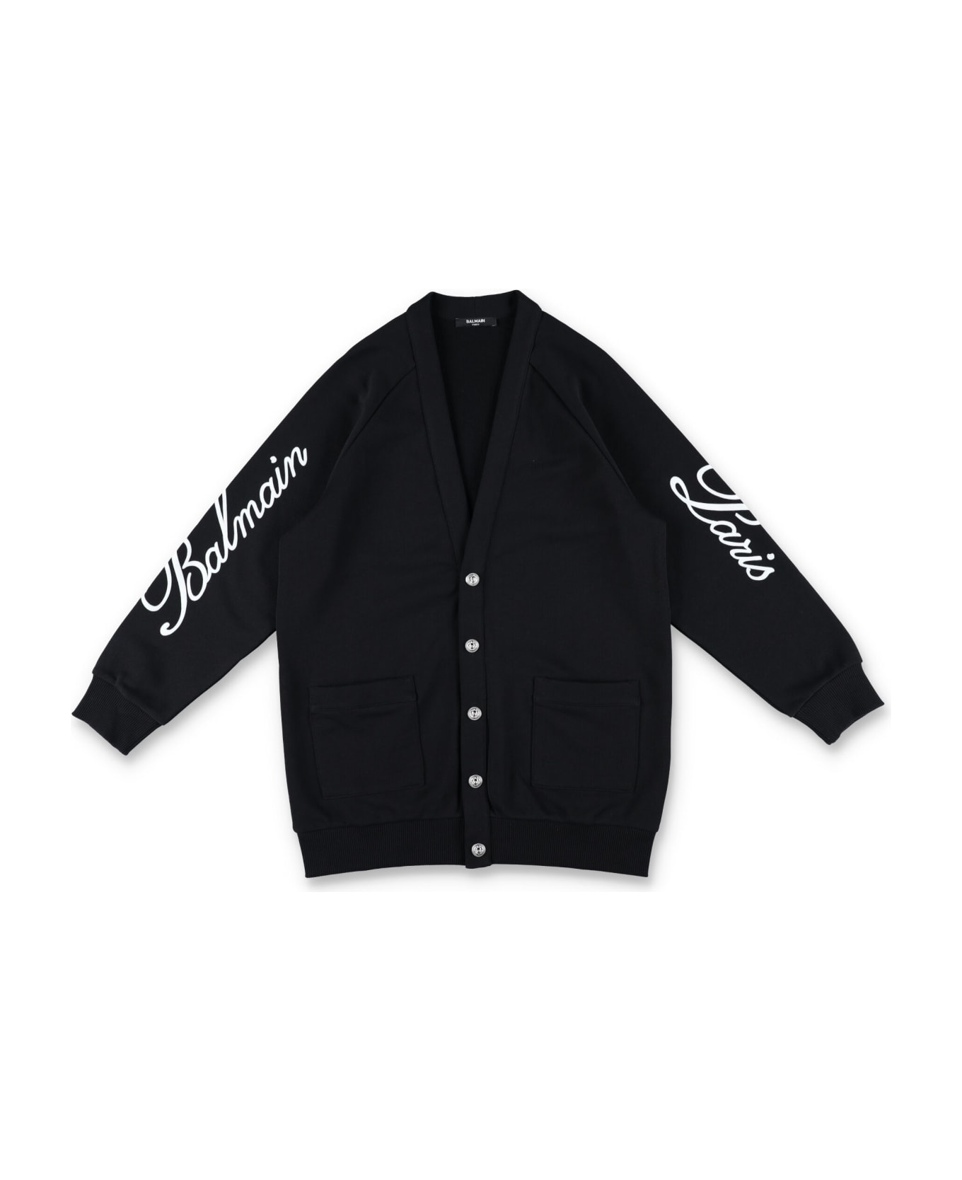 Balmain Kid - Fleece Cardigan - BLACK/WHITE