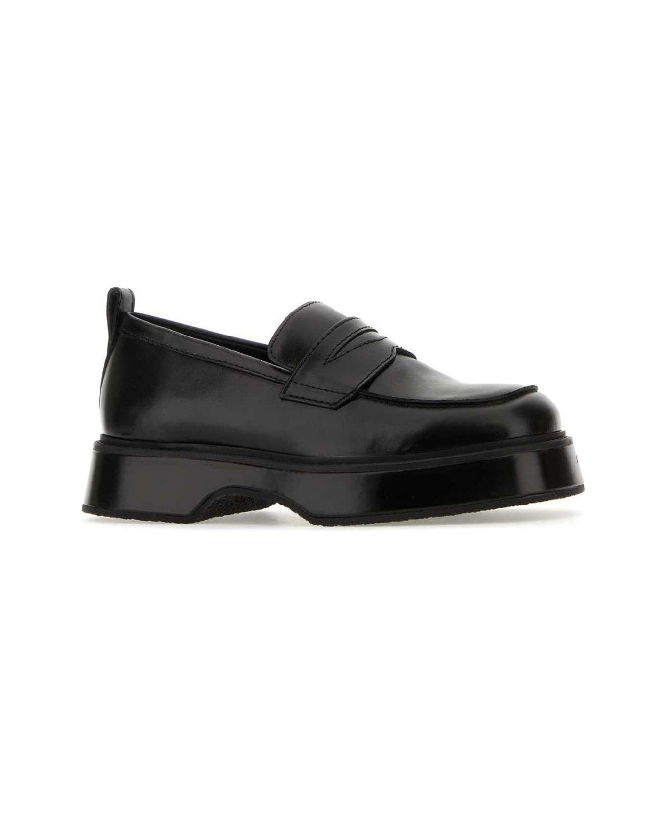 Ami Alexandre Mattiussi Squared-toe Loafers Flat Shoes - BLACK