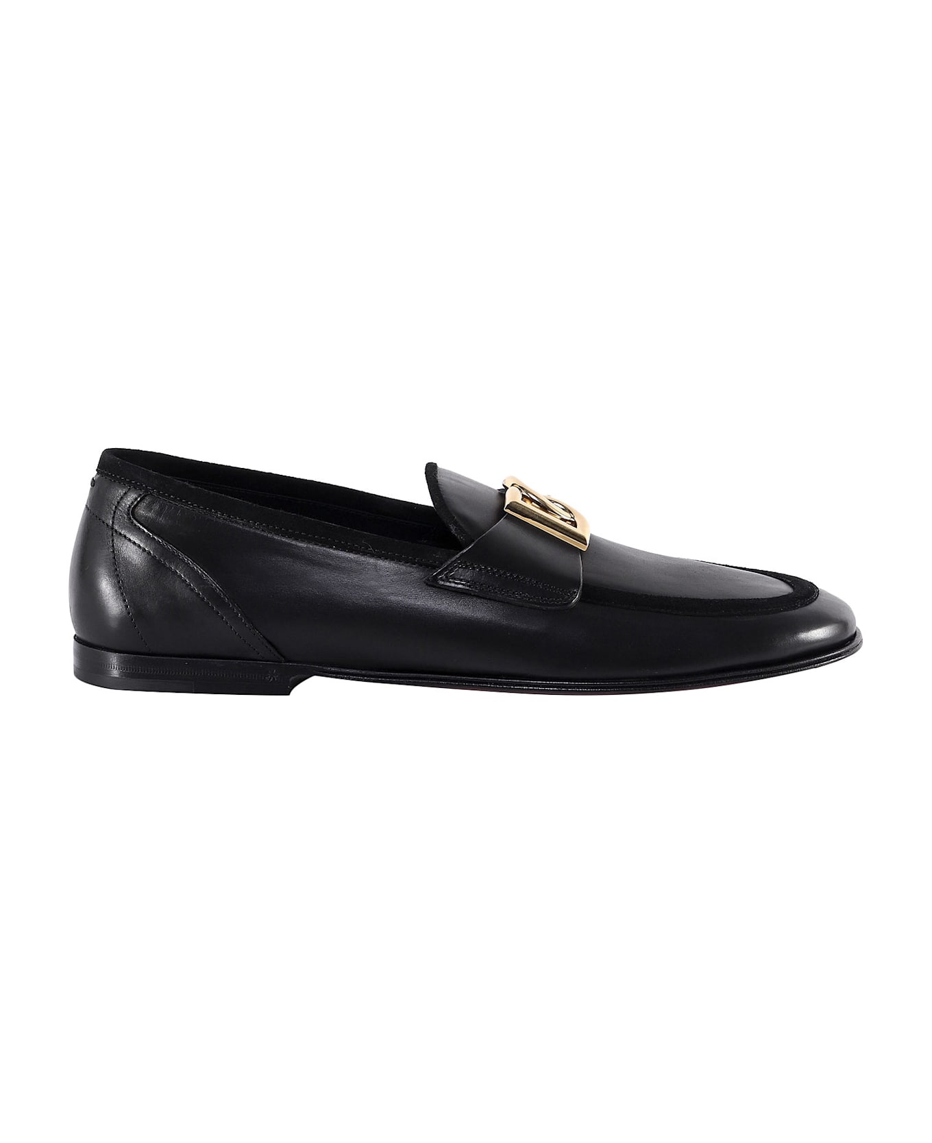 Dolce & Gabbana Leather Loafer With Logo Detail - Black