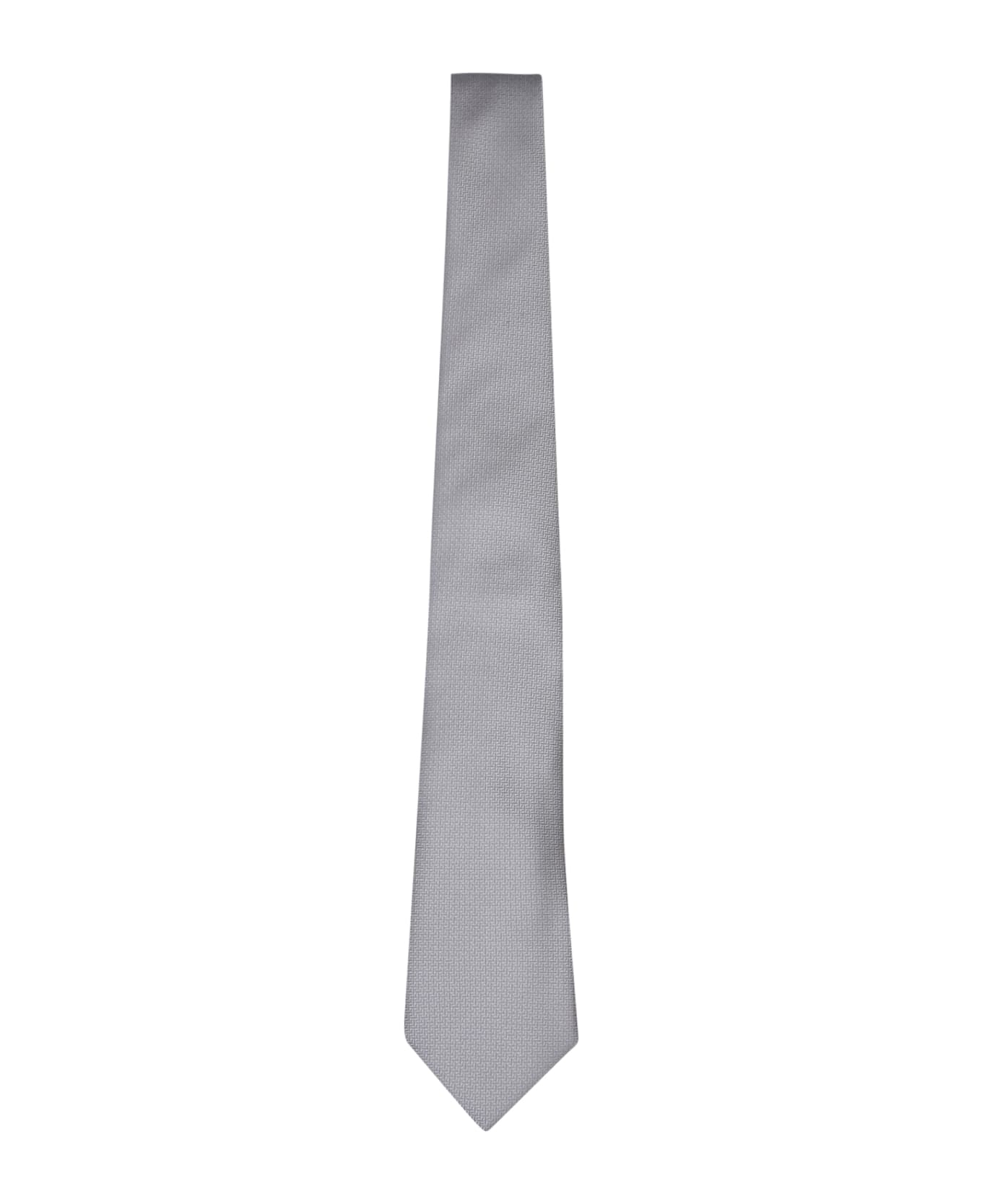 Canali Micropattern Pearl Grey Tie - Grey