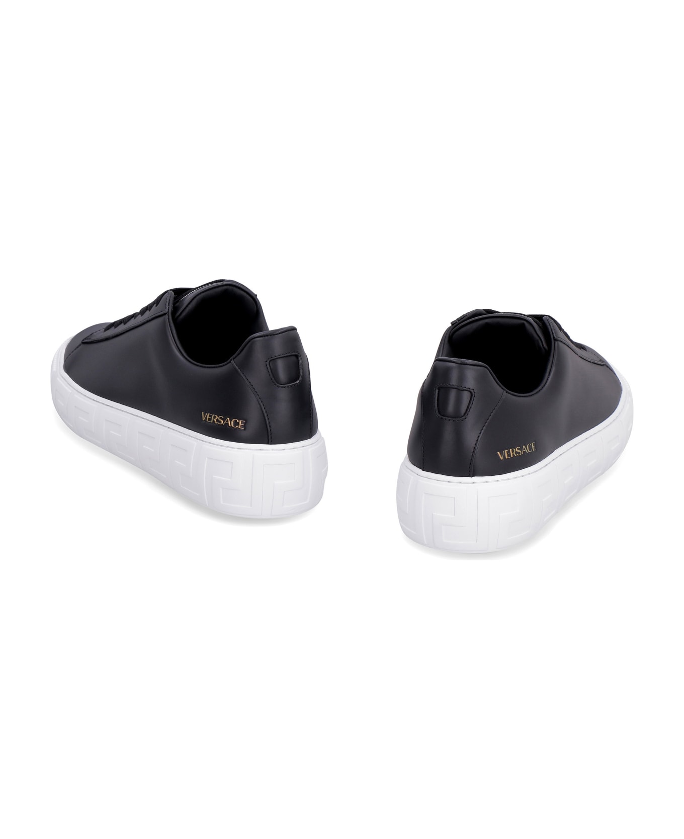 Versace Greca Leather Sneakers - black