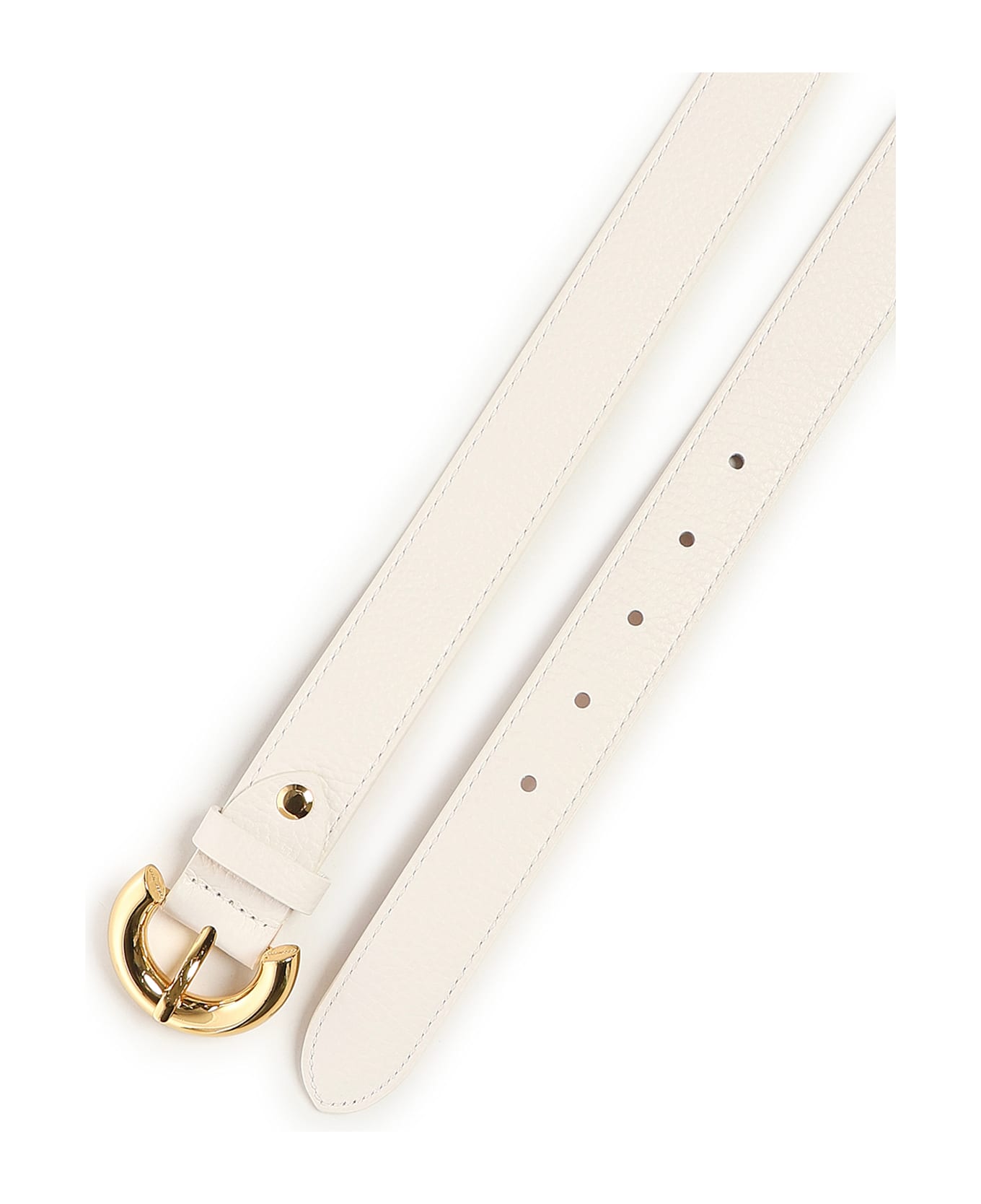 Coccinelle Leather Belt With Grain - White