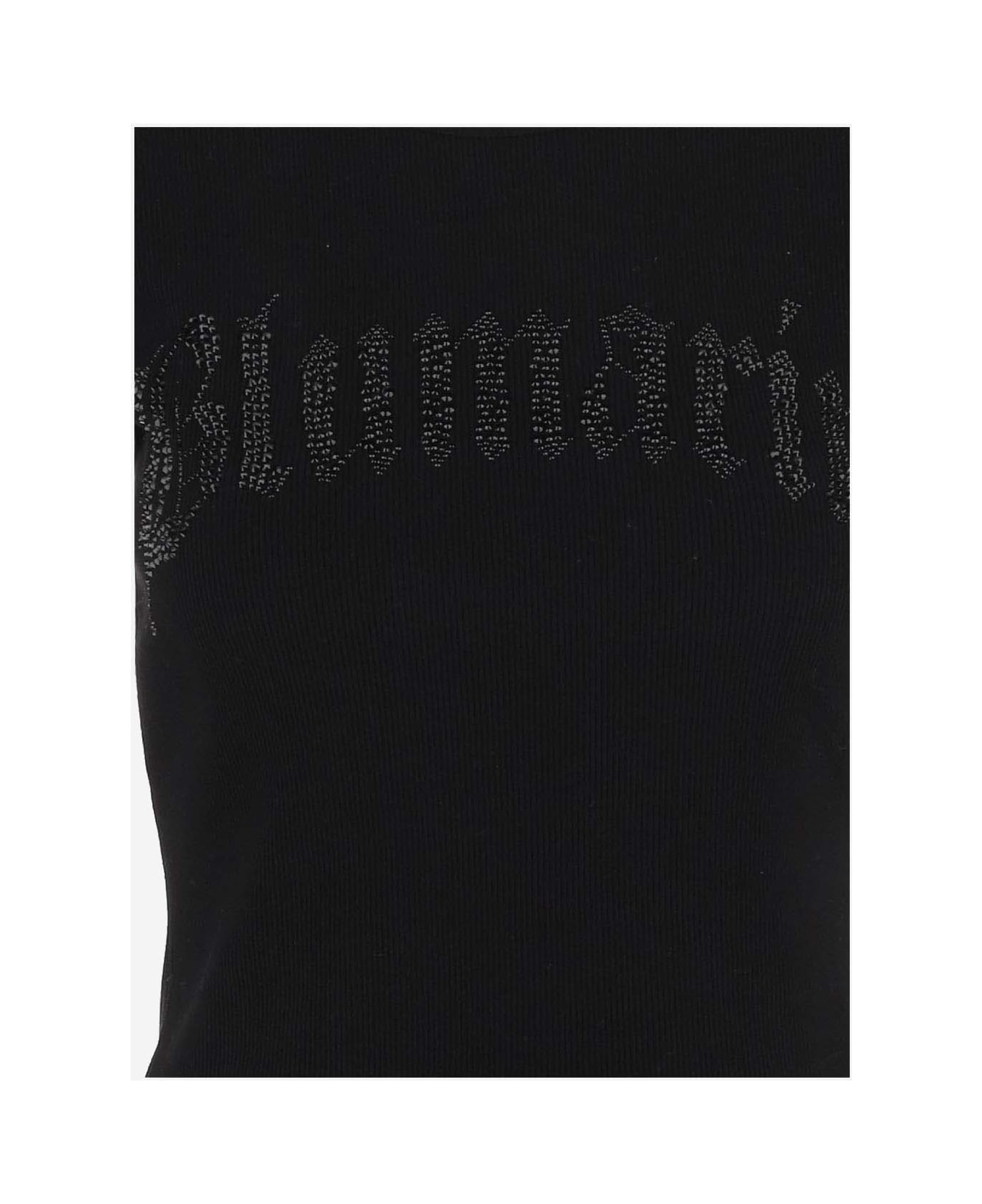 Blumarine Stretch Cotton T-shirt With Logo - Black