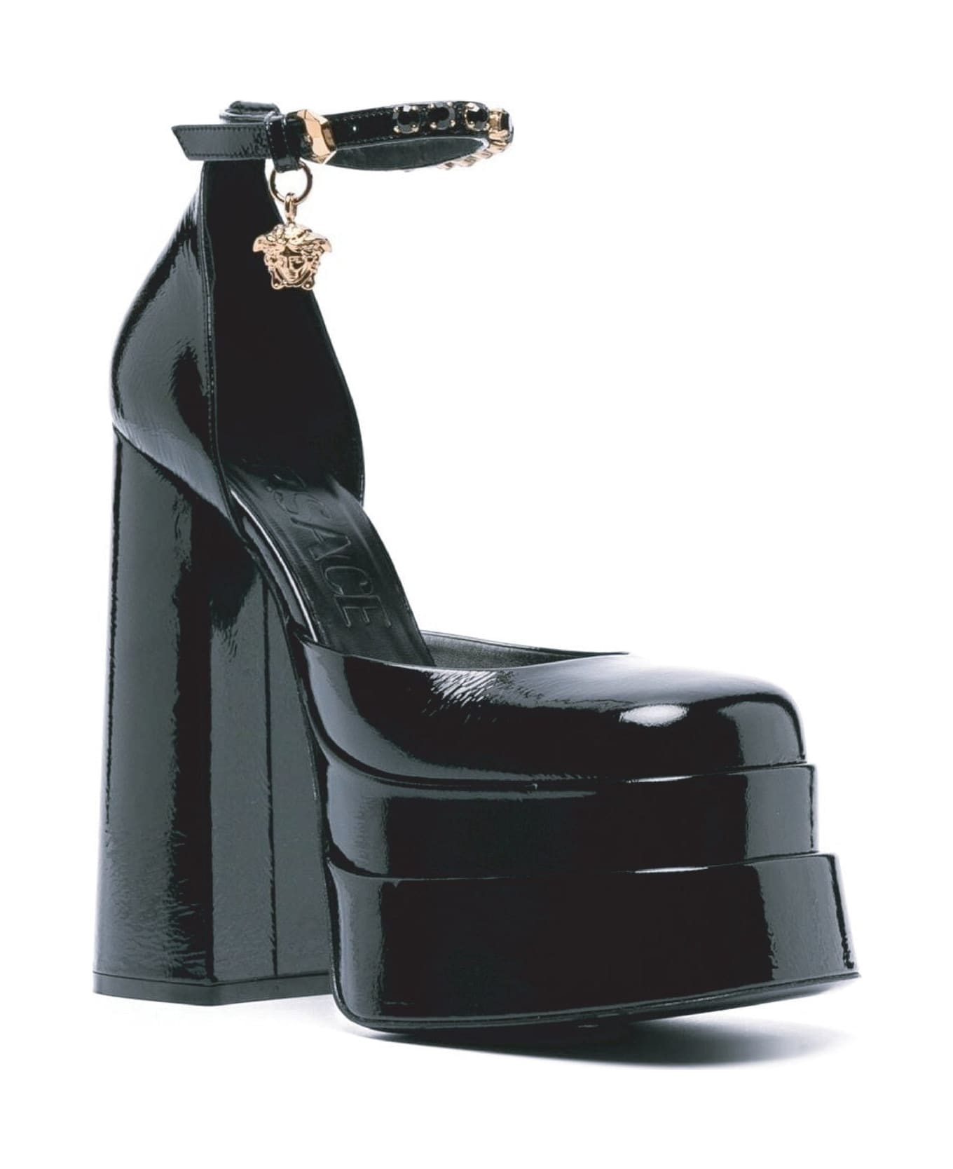 Versace Leather Platform Sandals - Black