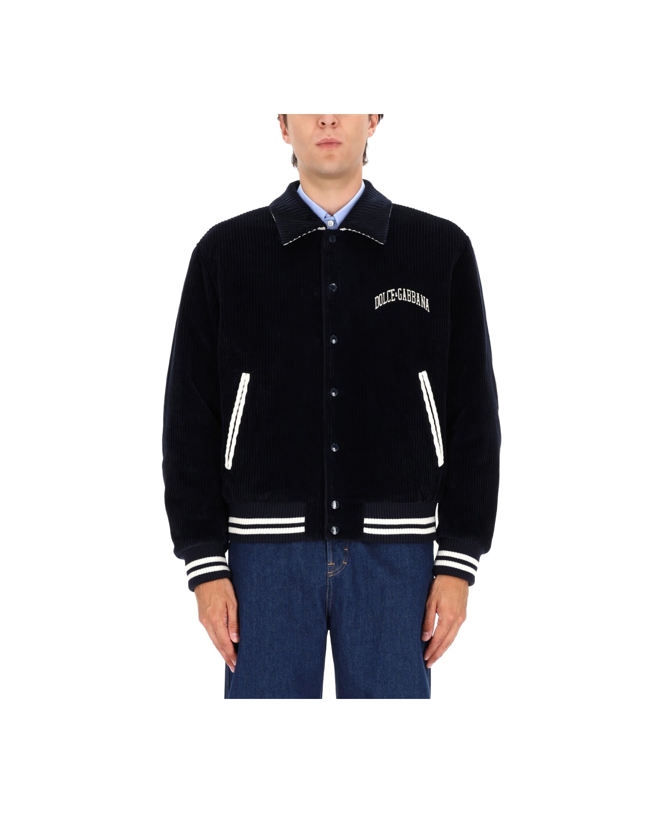 Dolce 
Gabbana Corduroy Bomber Jacket - BLUE