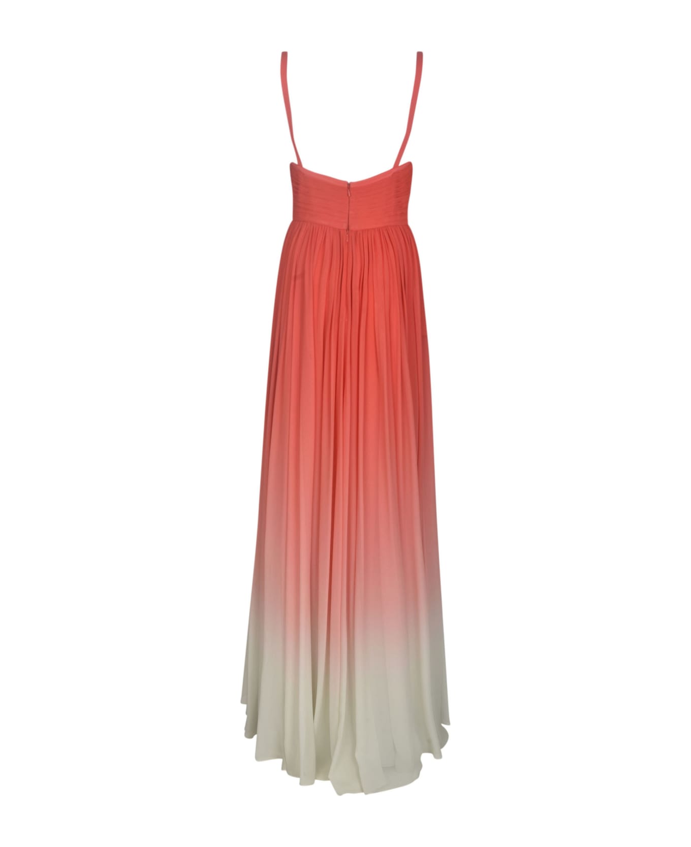 Elie Saab Printed Georgette Long Dress - Gradient Coral