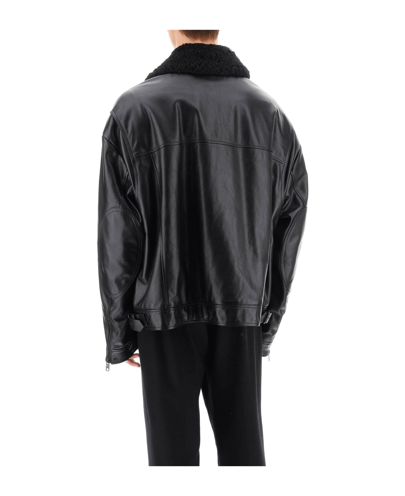 Dolce & Gabbana Leather-and-fur Biker Jacket - NERO (Black)