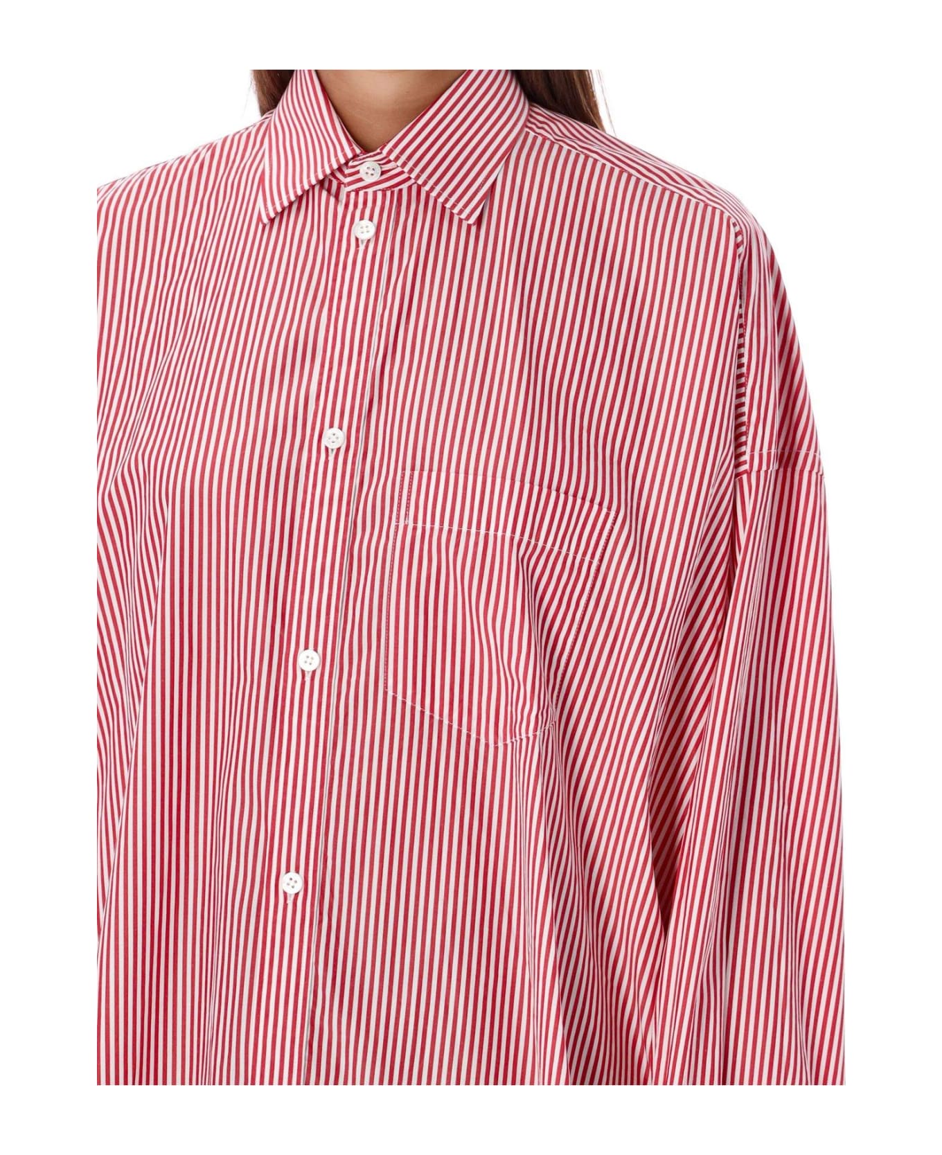 Balenciaga Cocoon Logo Shirt - RED WHITE STRIPES シャツ