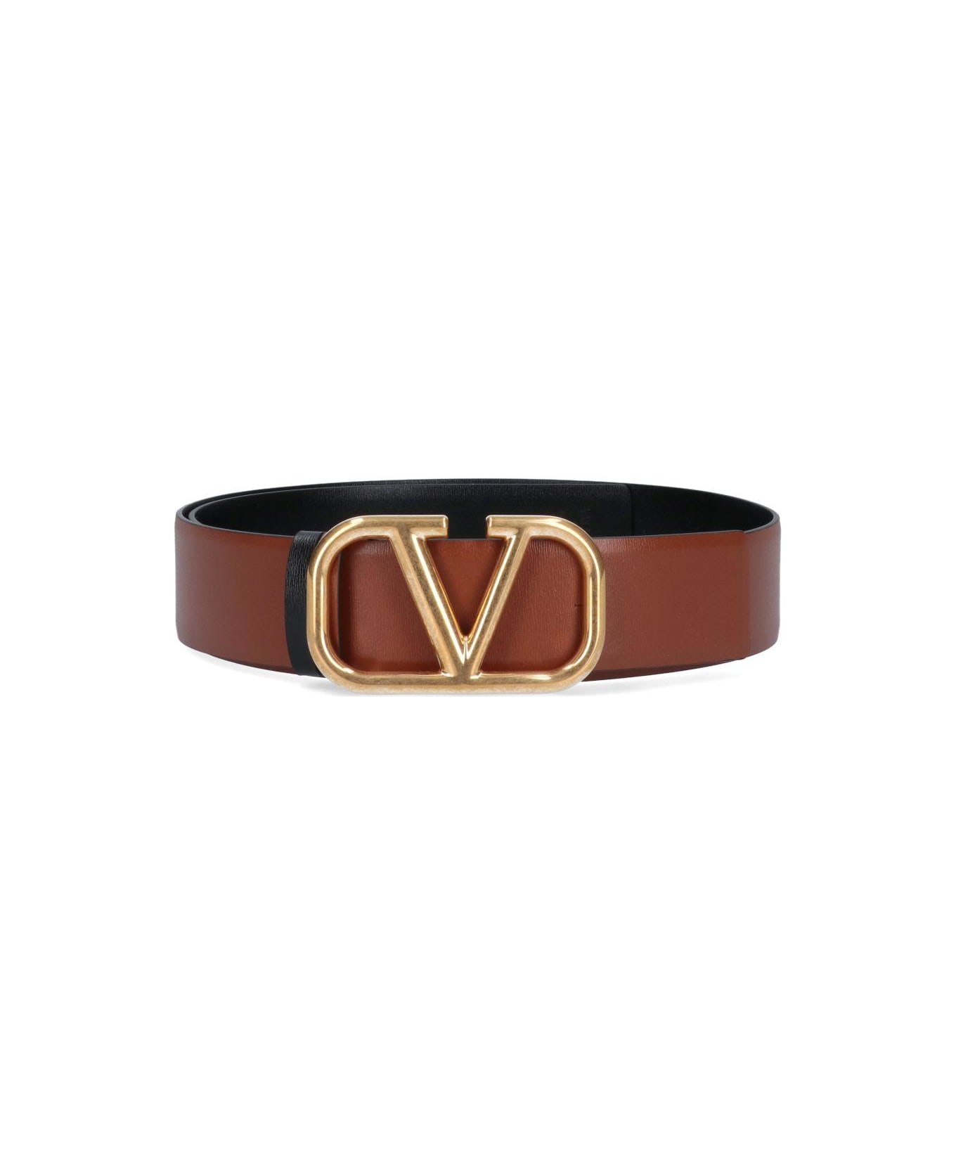 Valentino Garavani 'vlogo' Reversible Belt - Brown