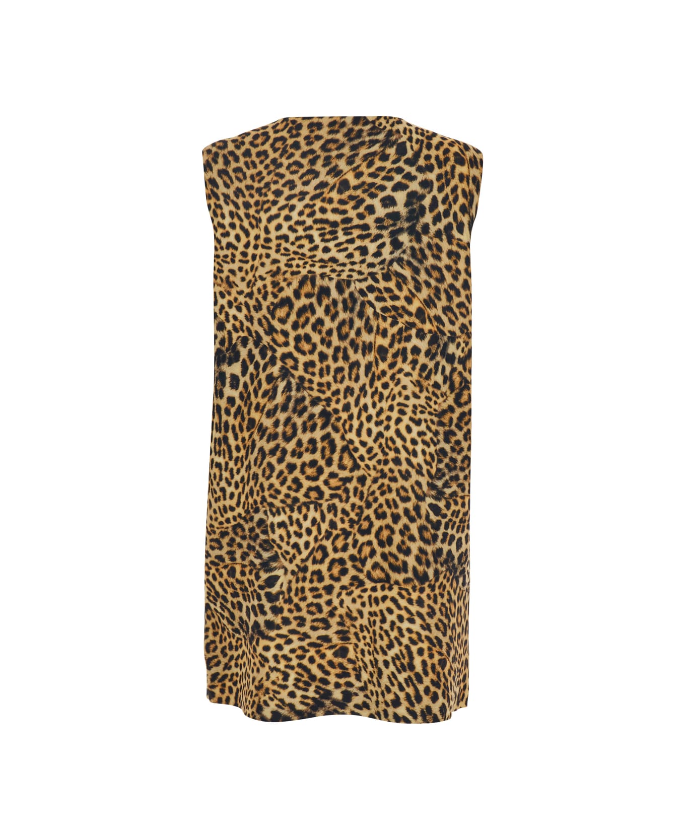 Norma Kamali Brown Short Dress With All-over Printed Leopard Motif In Tech Fabric Woman - Brown