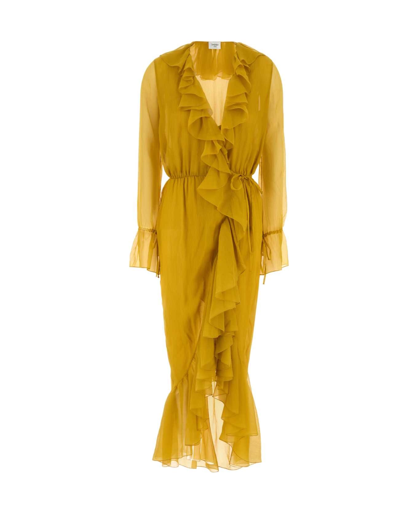 Saint Laurent Yellow Crepe Dress - JAUNEMOUTARDE