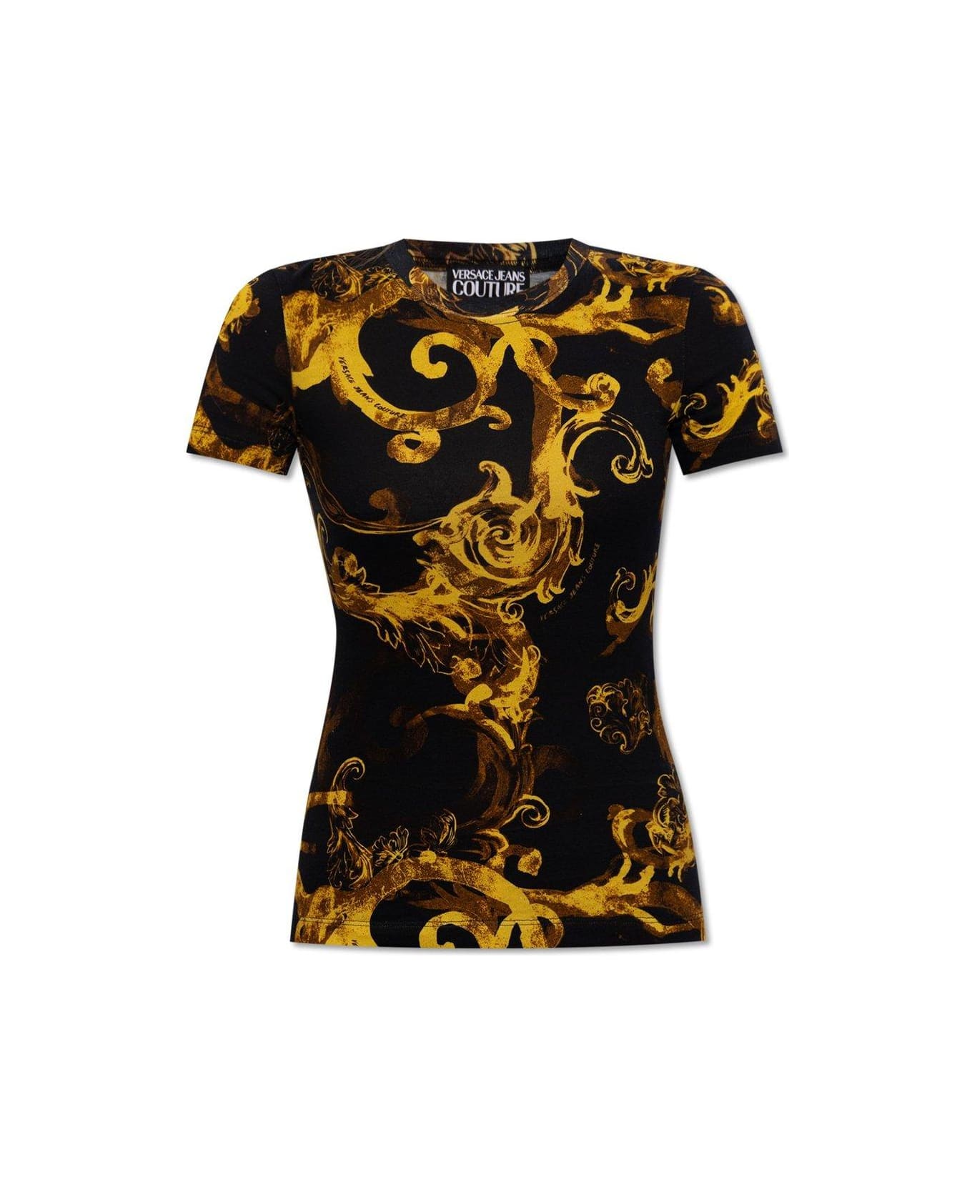 Versace Jeans Couture Barocco Print Crewneck T-shirt - Black/gold