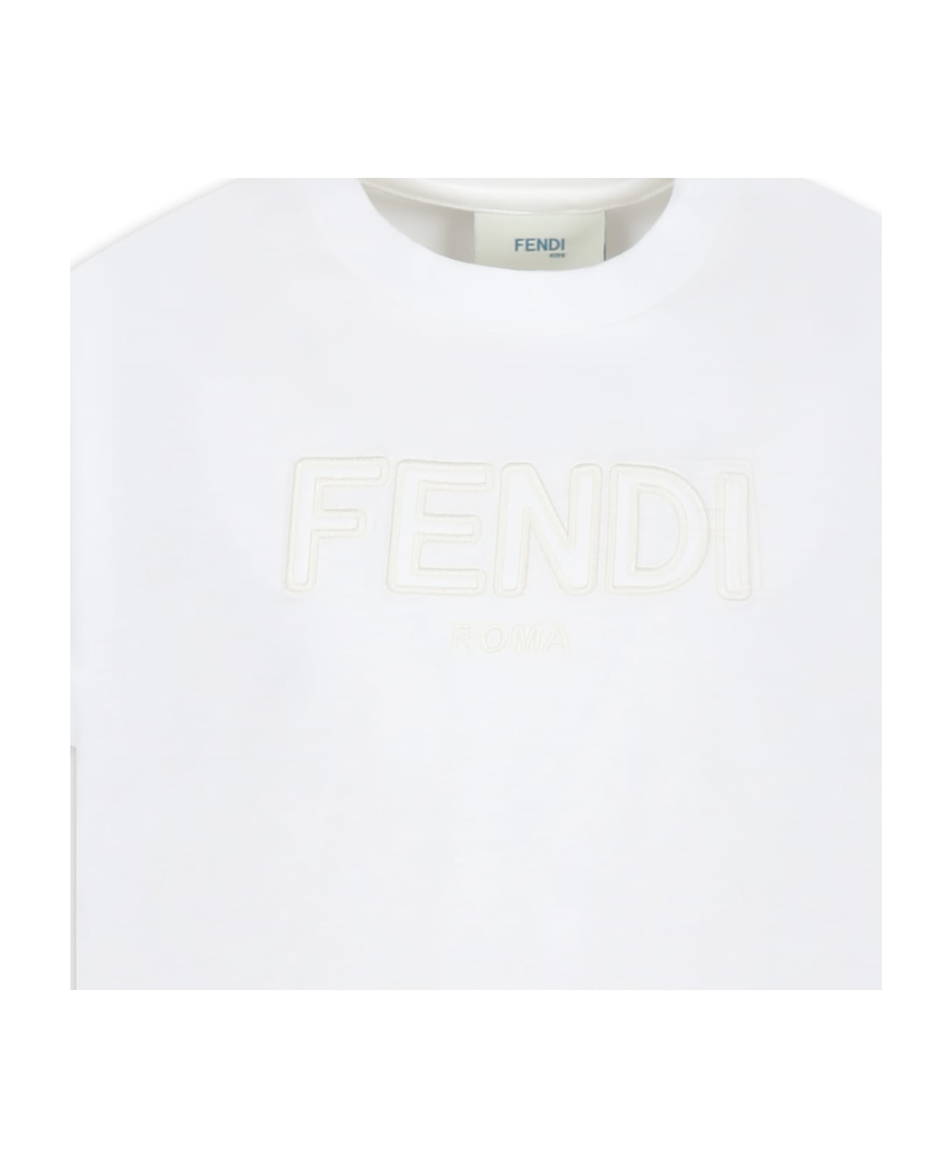Fendi White T-shirt For Kids With Logo - White