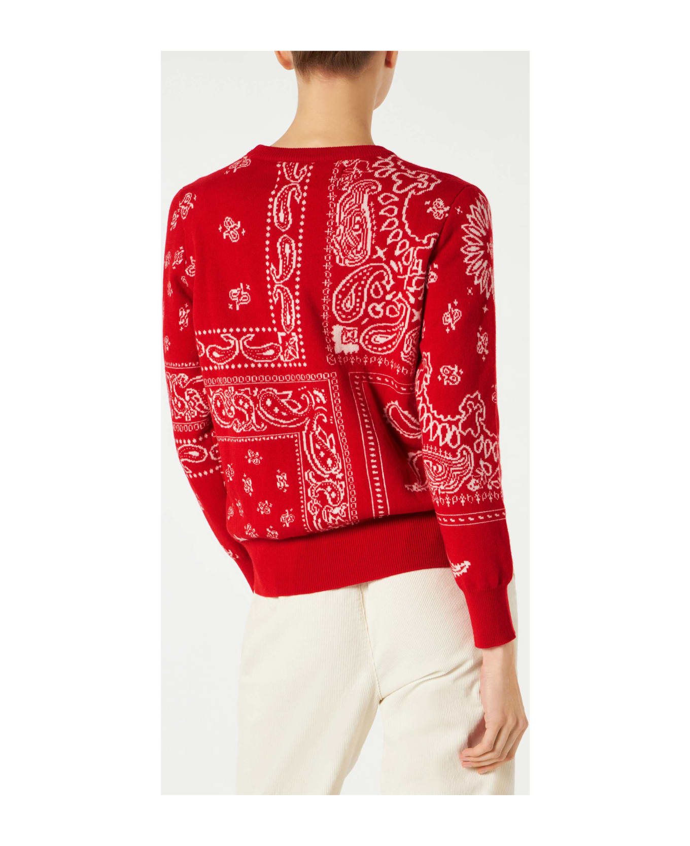 MC2 Saint Barth Woman Sweater With Red Bandanna Print - RED ニットウェア