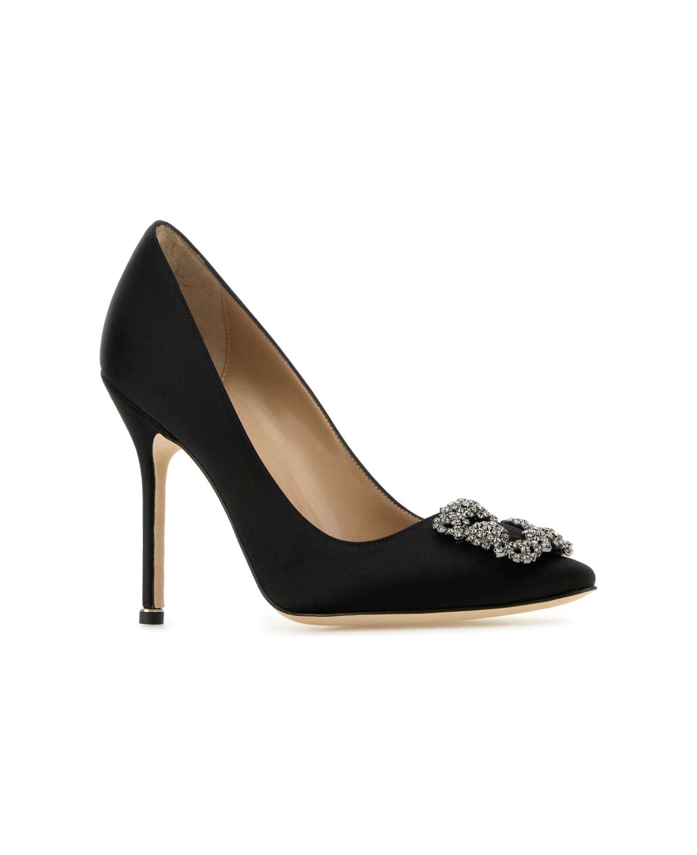 Manolo Blahnik Black Silk Hangisi Pumps - BLCK