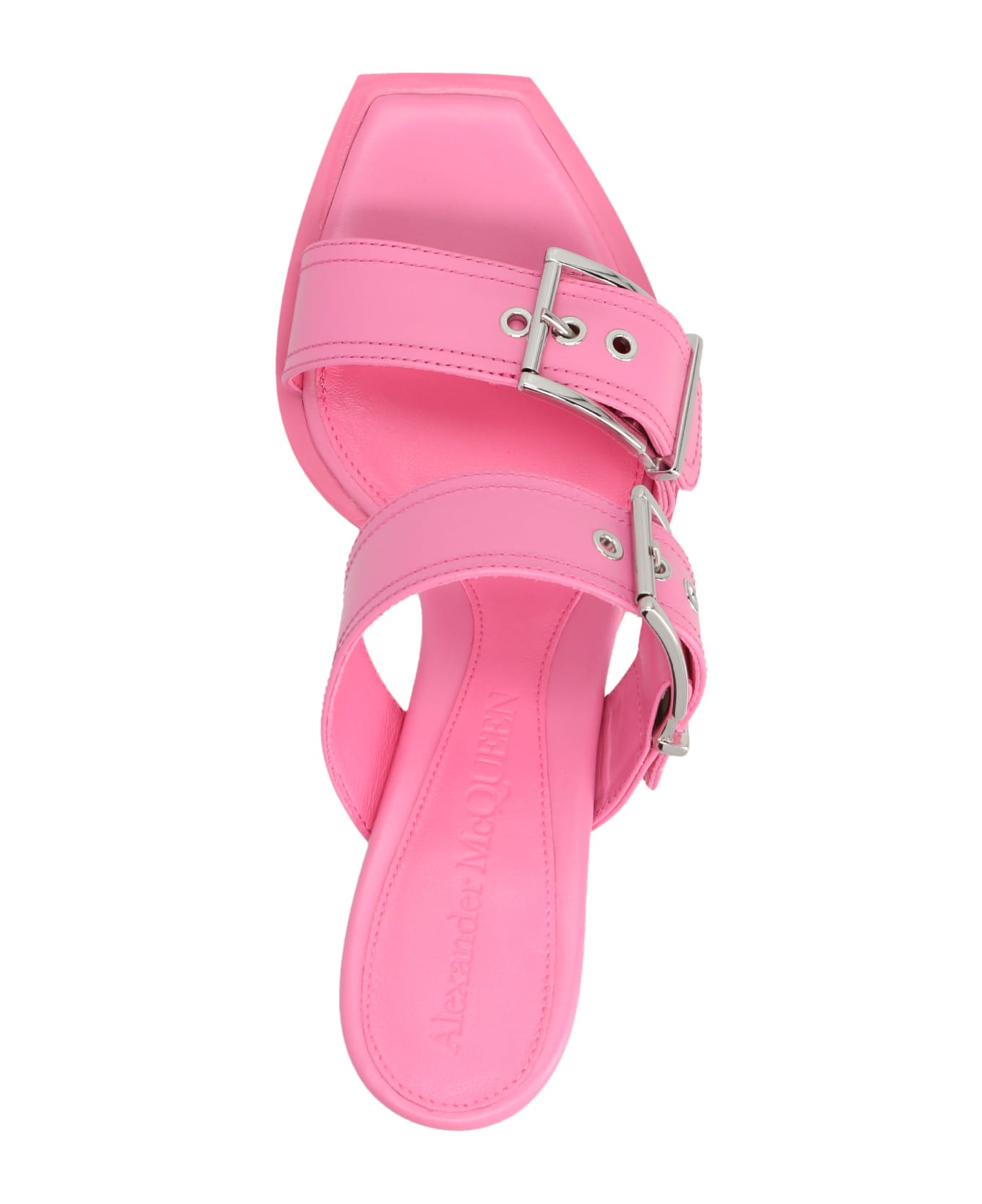 Alexander McQueen Pink Punk Sandal With Double Buckle - Rosa