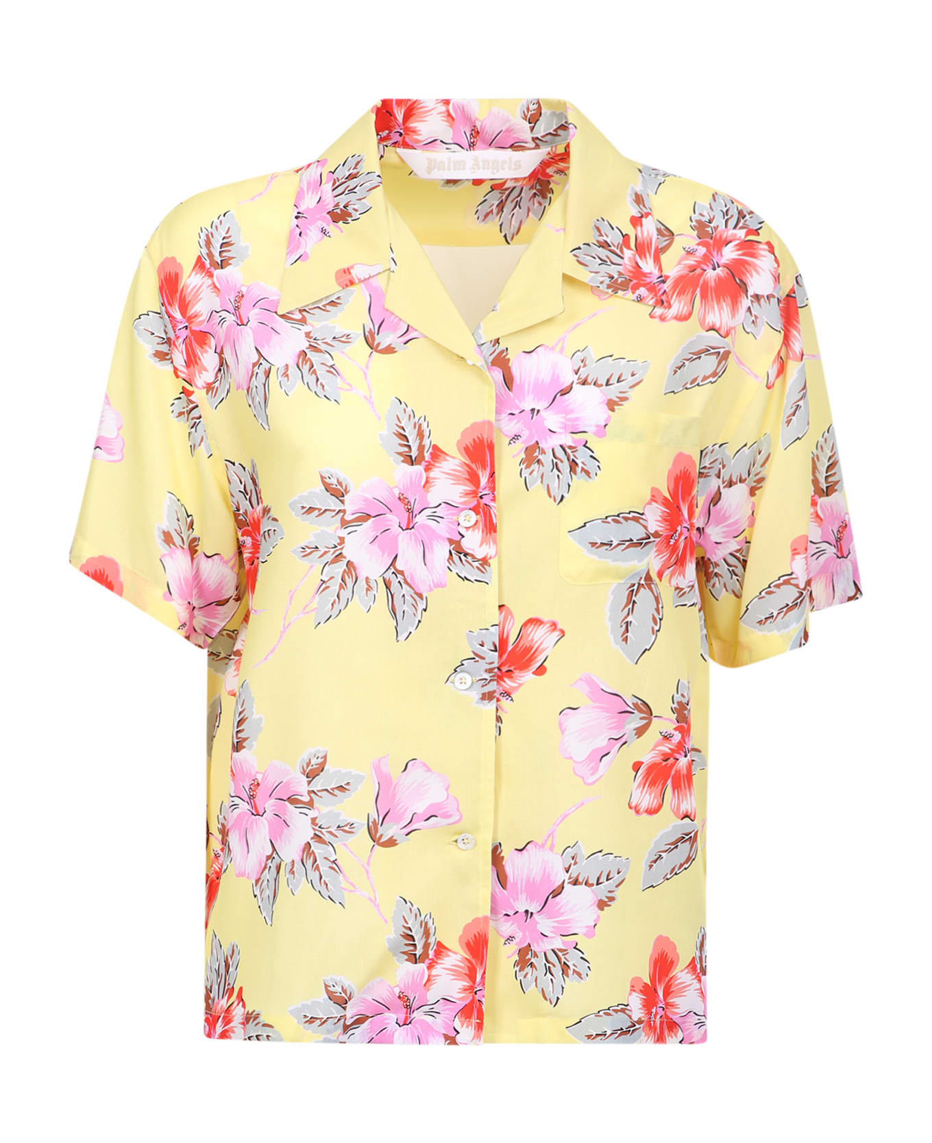 Palm Angels Hibiscus Print Shirt - Yellow