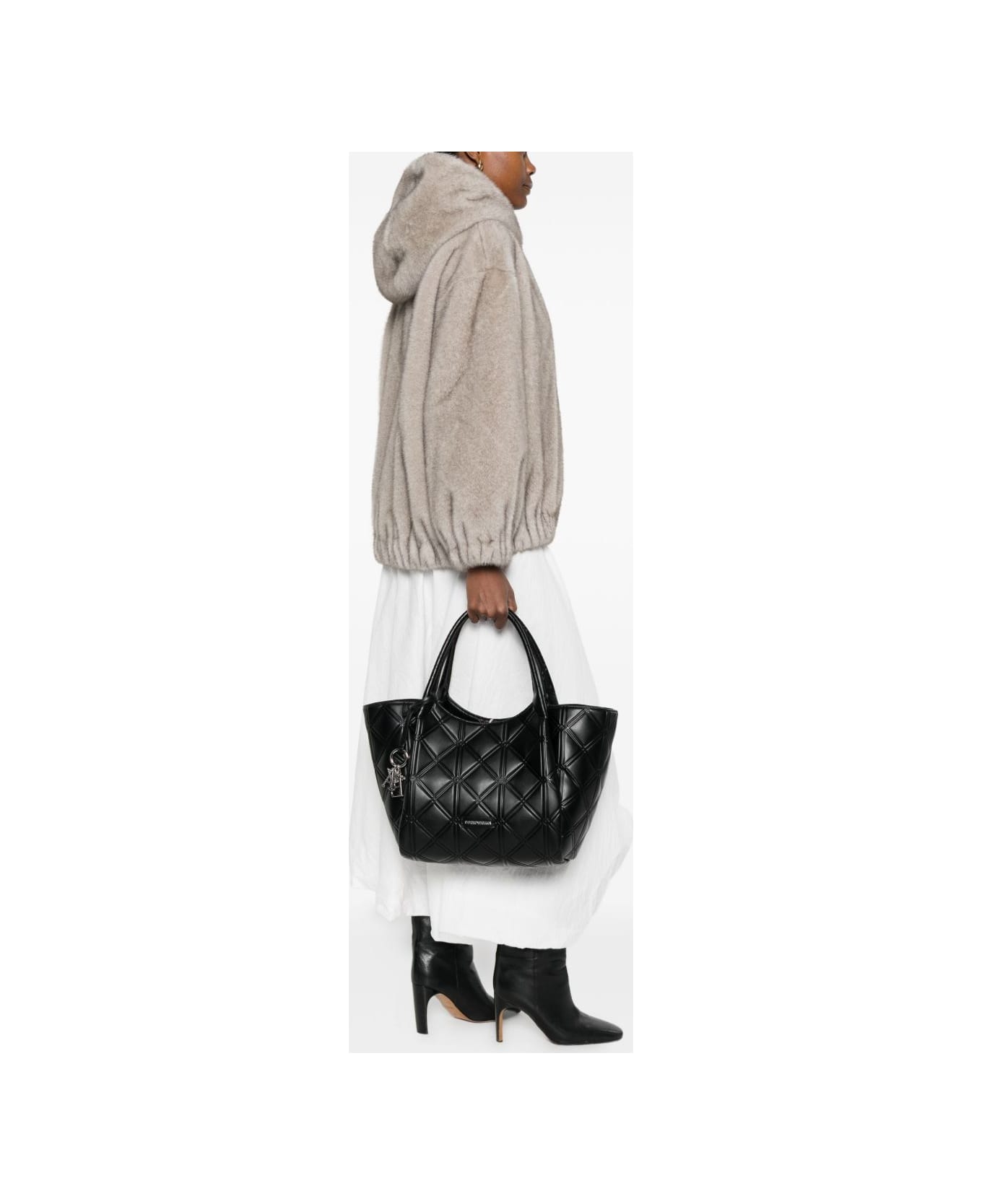 Emporio Armani Leather Shopping Bag - White