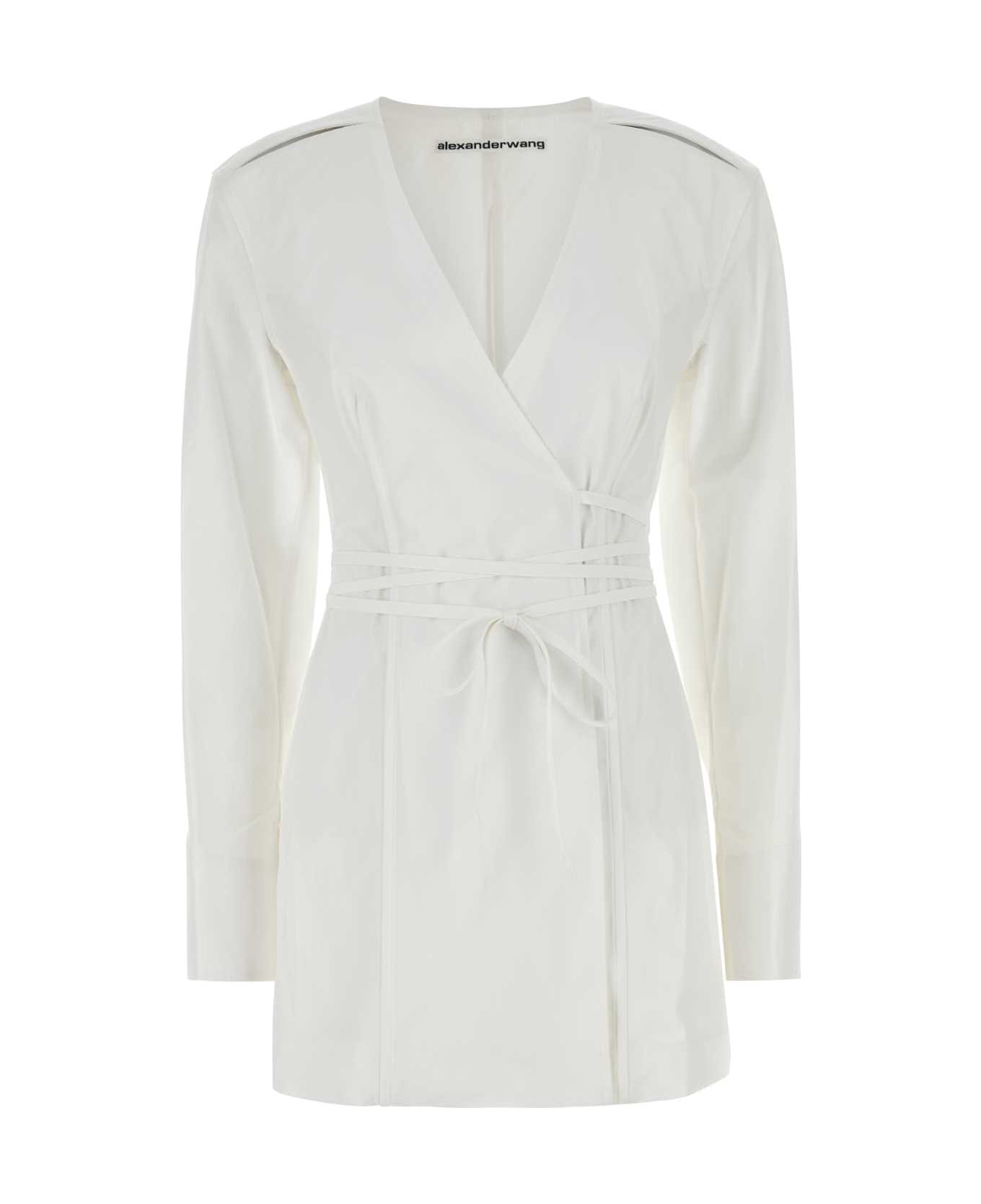 Alexander Wang White Poplin Mini Shirt Dress - White