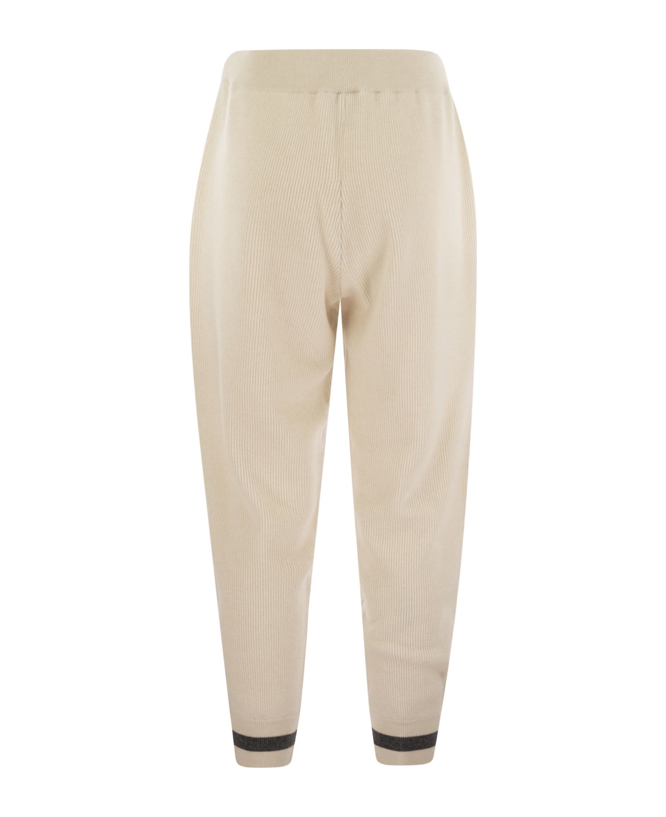 Brunello Cucinelli English Rib Cashmere Knit Trousers - Butter