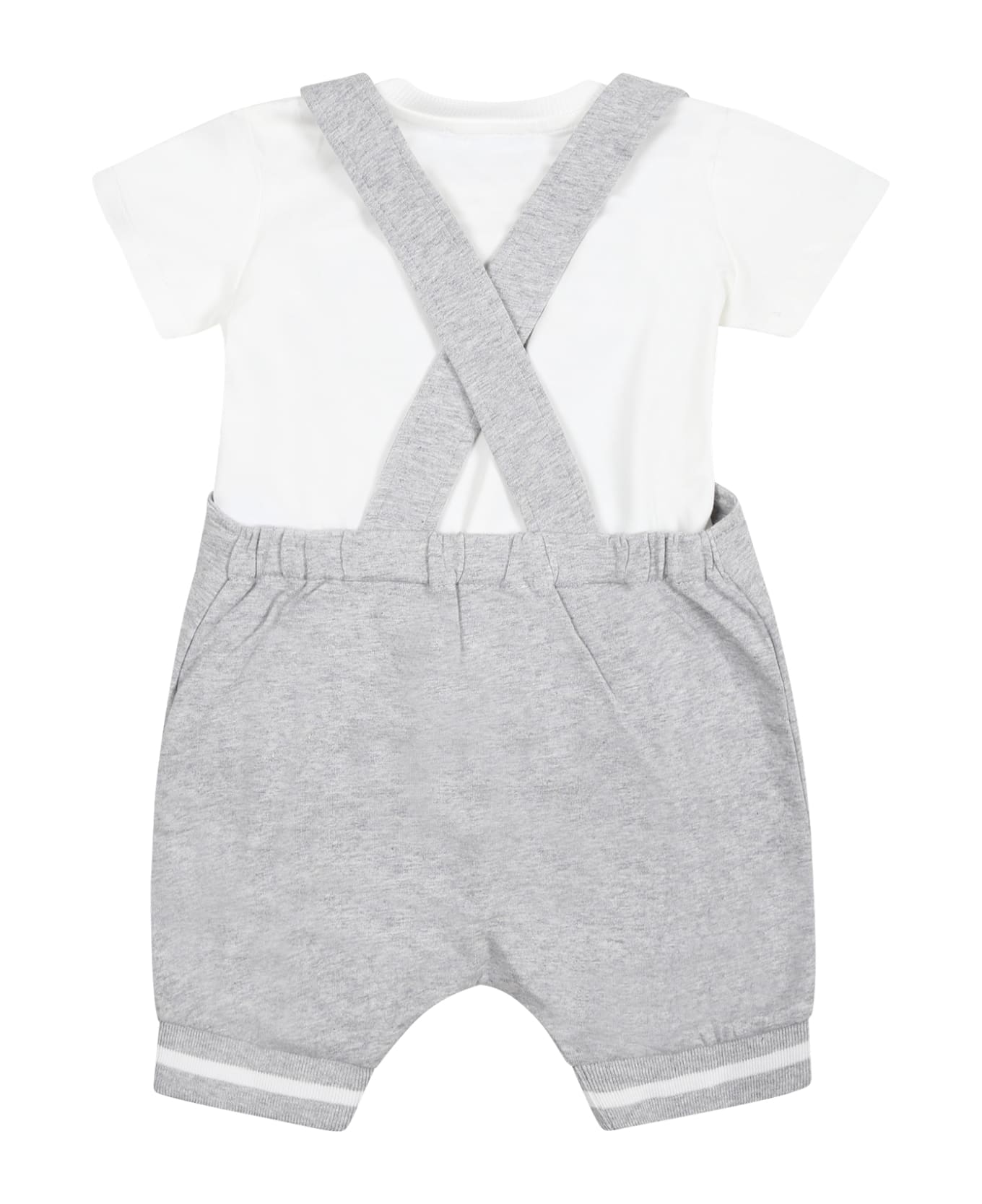 Moschino Gray Dungarees For Baby Boy With Teddy Bear - Grey