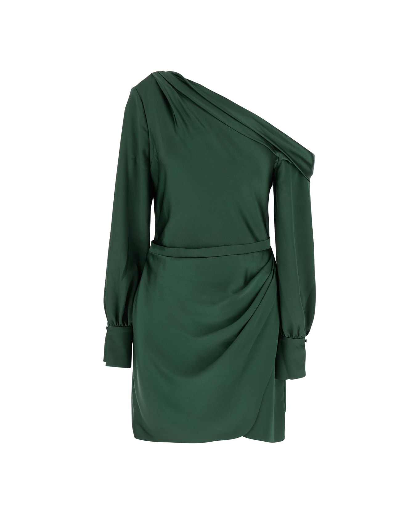 Simkhai 
cameron
 Green One-shoulder Dress With Front Single Slit In Acetate Blend Woman - Green