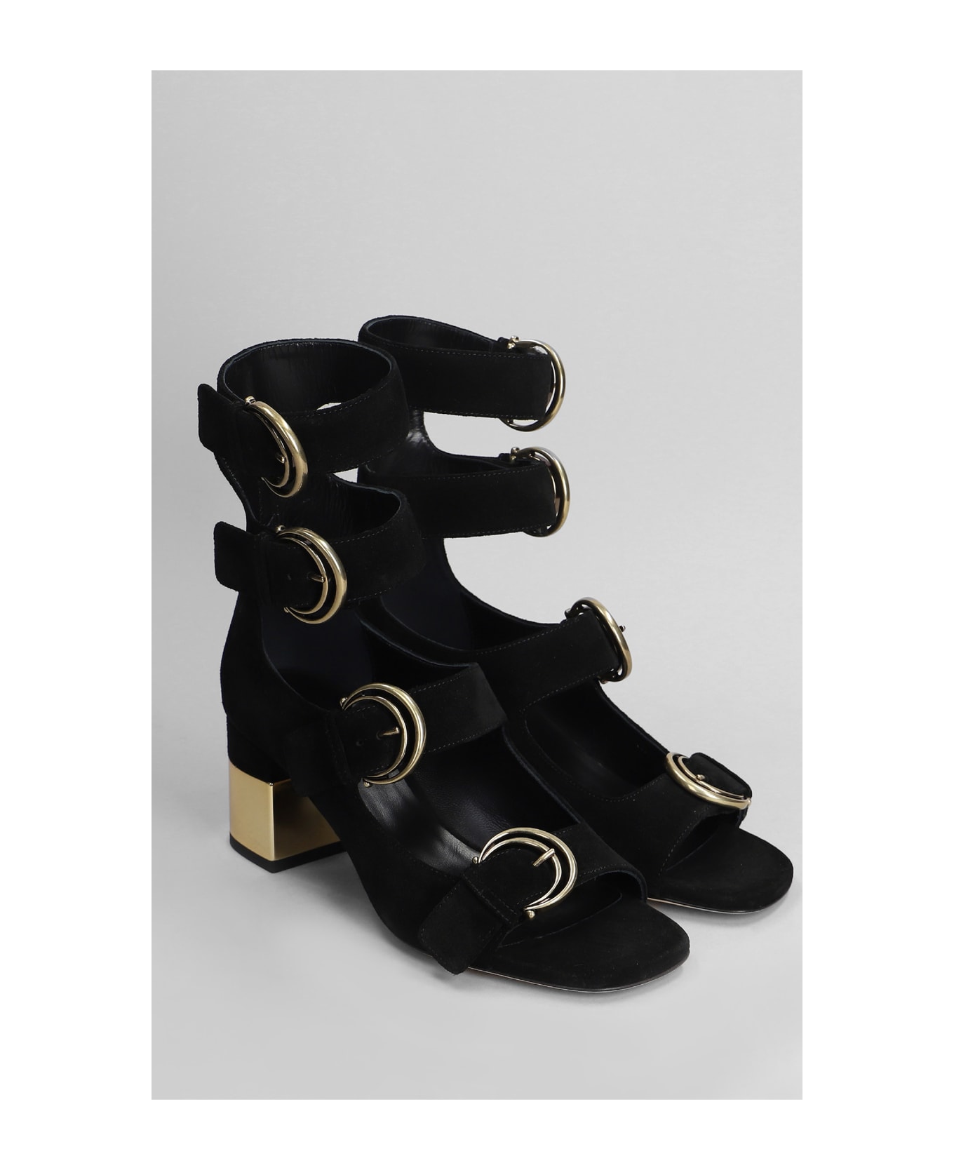 Chloé Alize Sandals In Black Suede - black