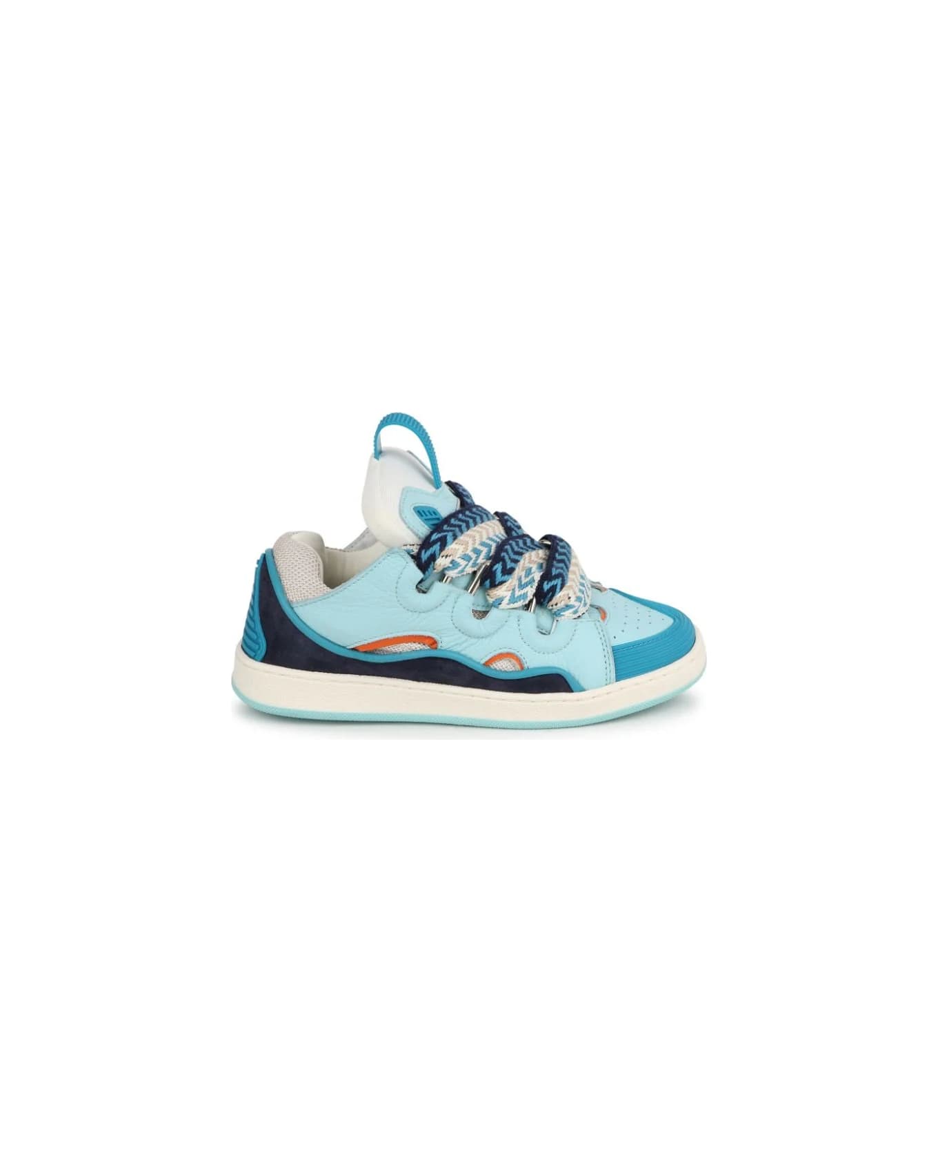 Lanvin Aquamarine Leather Curb Sneakers - Blue