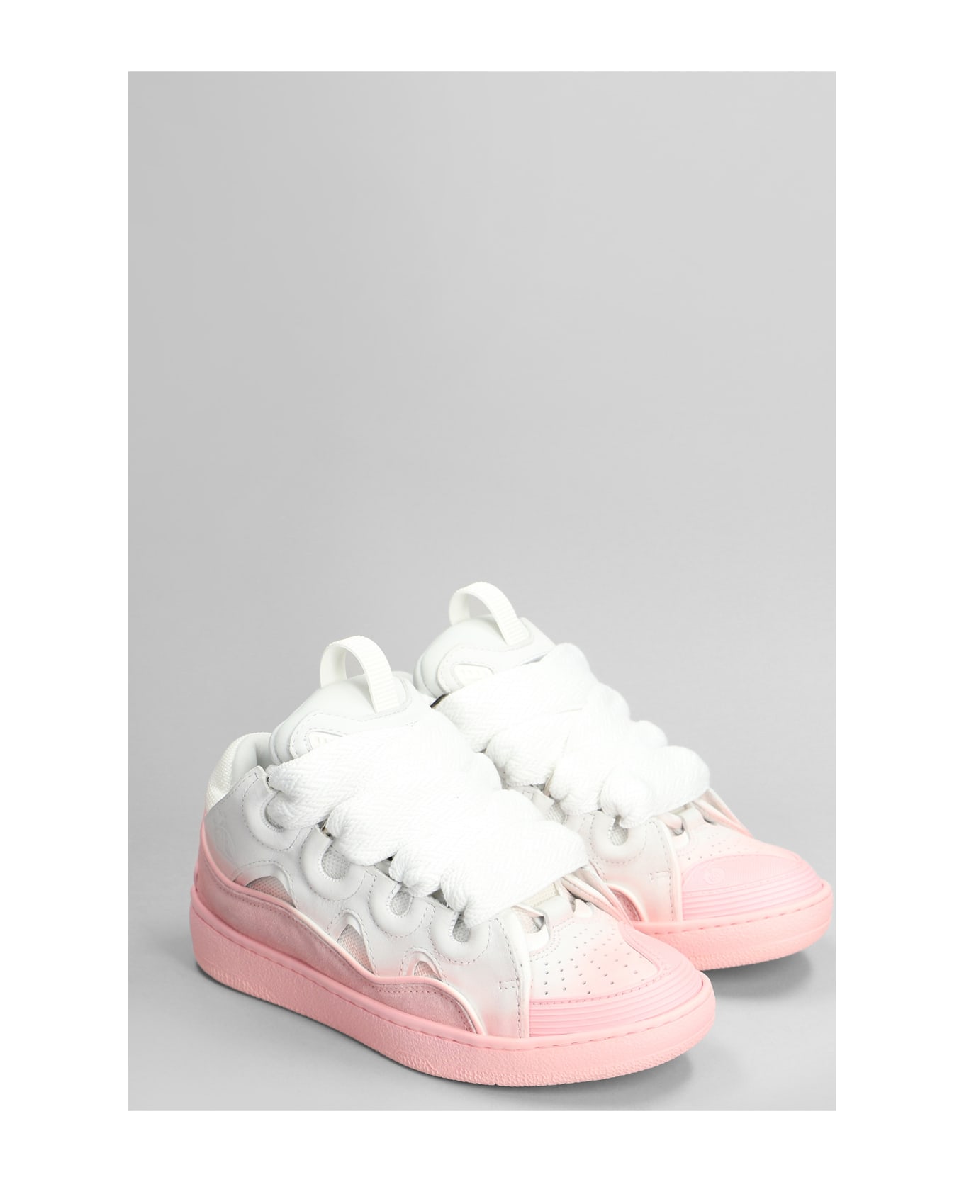 Lanvin Curb Sneakers In Rose-pink Leather - rose-pink