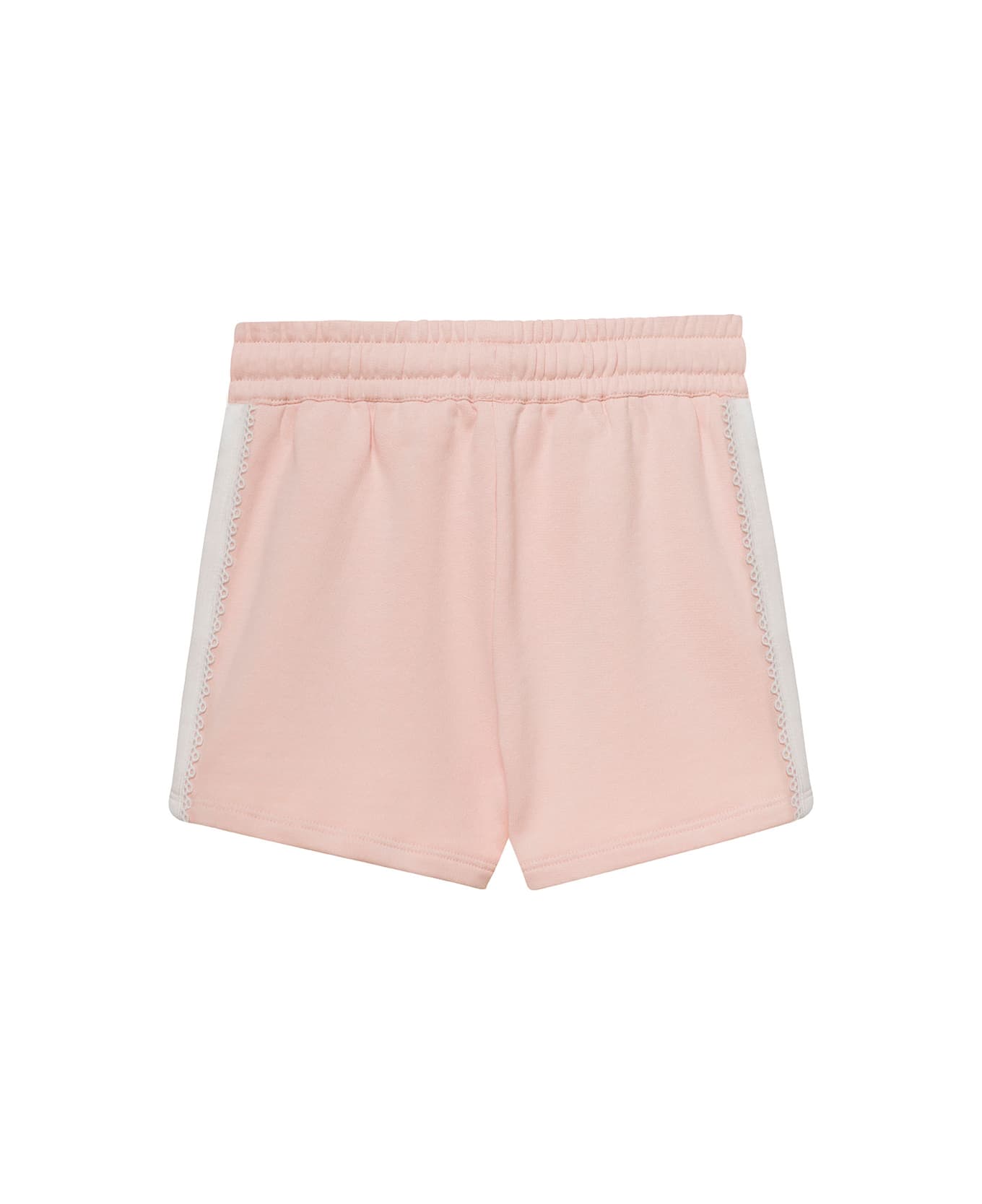 Chloé Light Pink Shorts With Logo Band In Cotton Girl - Pink ボトムス