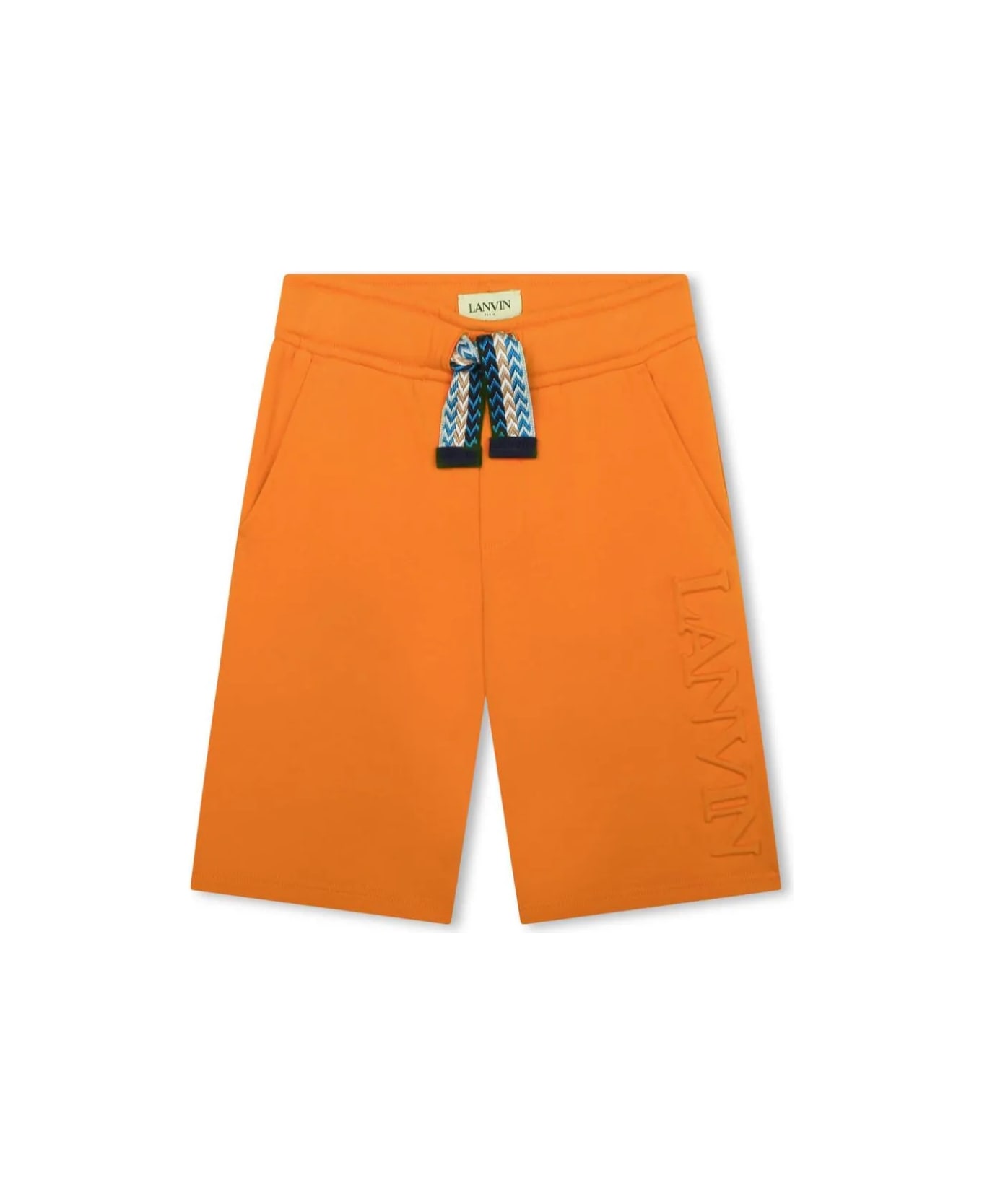 Lanvin Orange Shorts With Logo And "curb" Motif - Orange