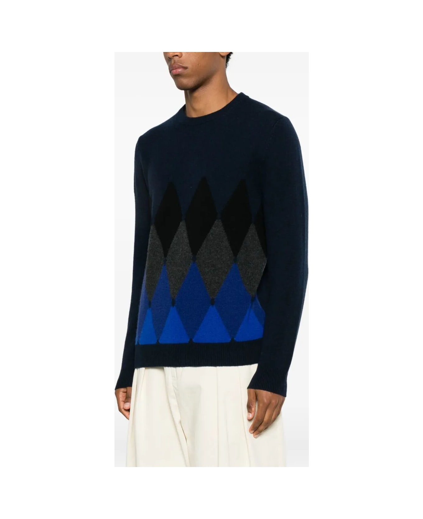 Ballantyne R Neck Pullover - Blu Navy Electric