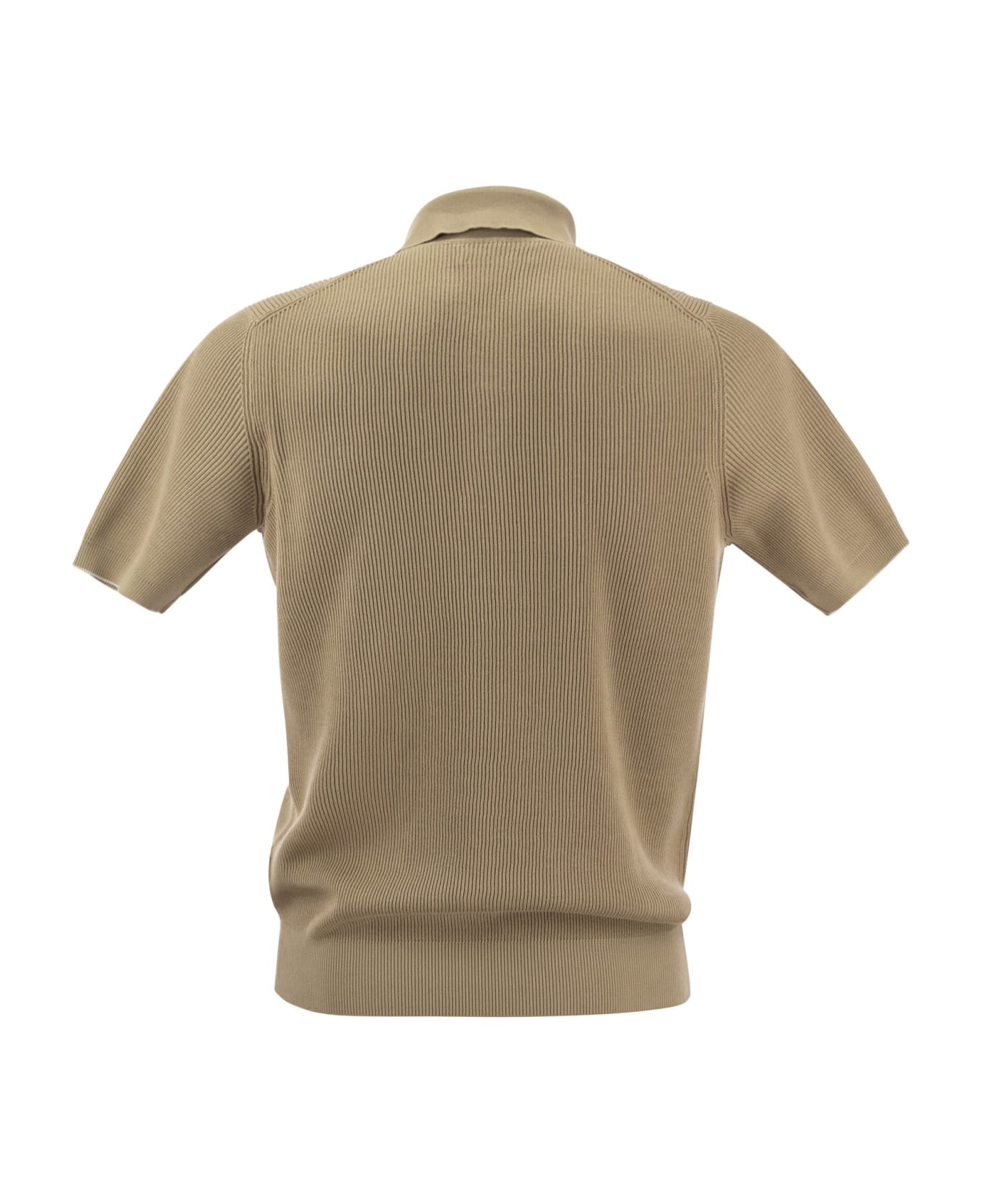 Brunello Cucinelli Ribbed Cotton Polo-style Jersey - Sand