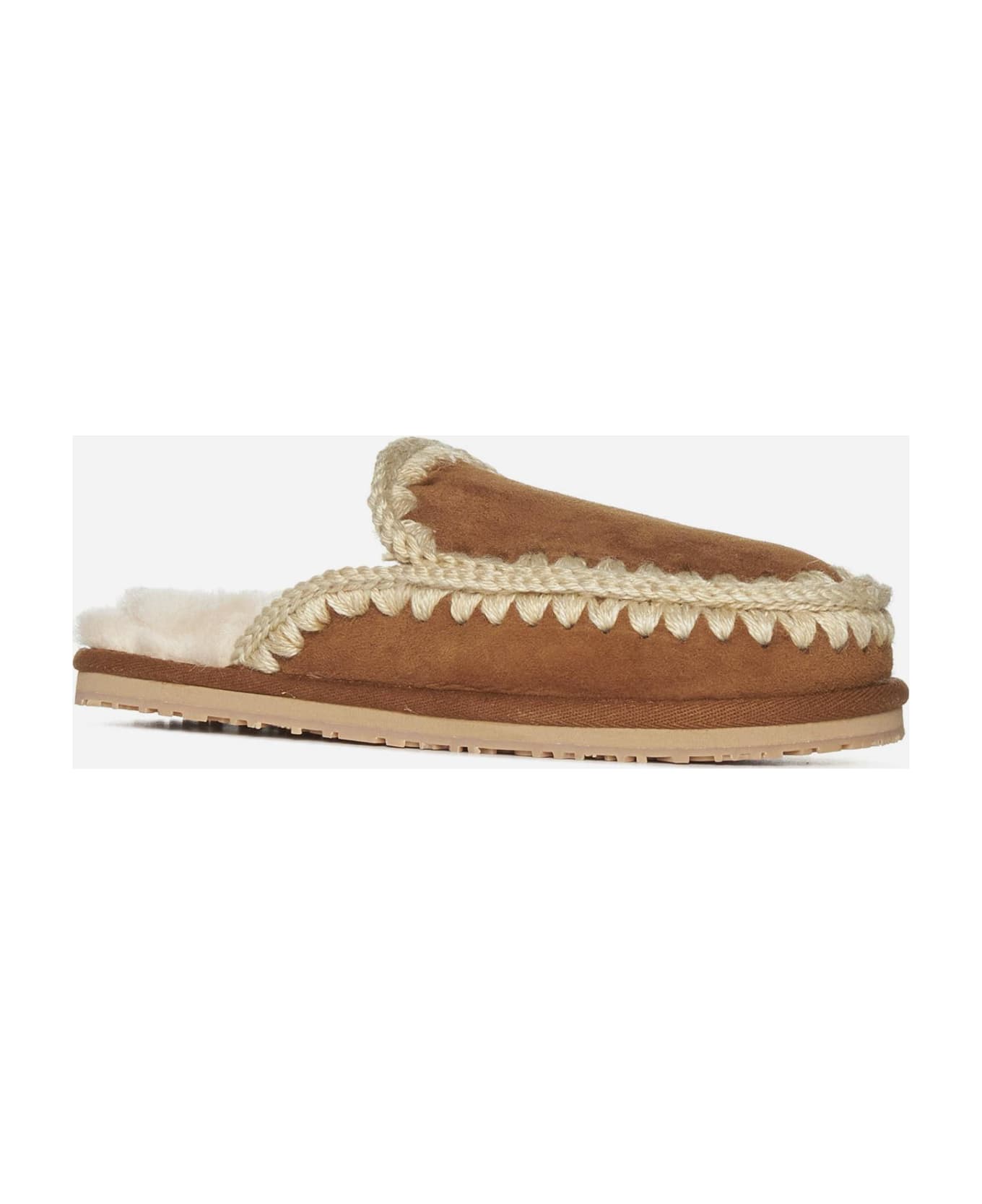 Mou Eskimo Suede And Shearling Slippers - Brandy