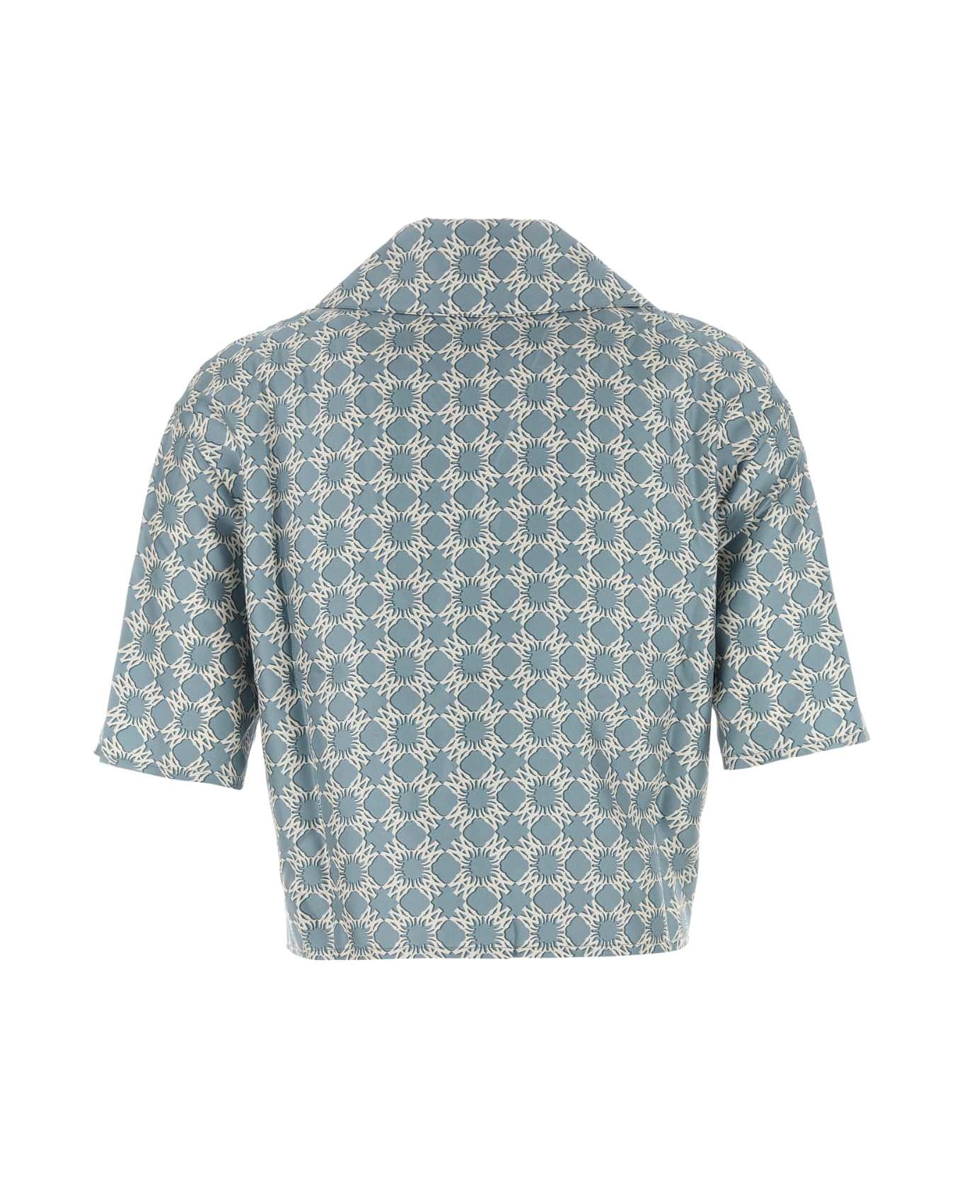 AMIRI Printed Silk Shirt - DUSTYBLUE