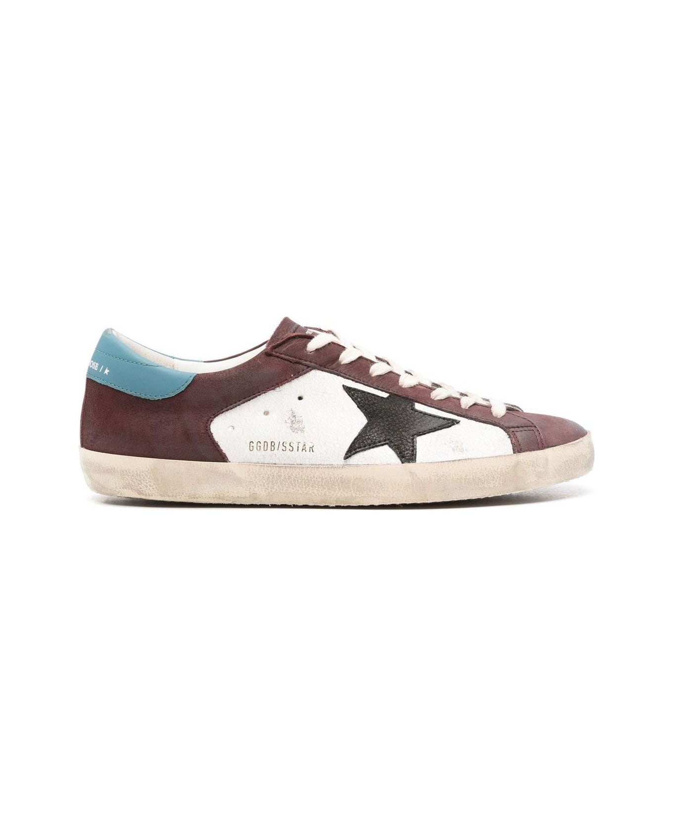 Golden Goose Super Star Double Quarter Low-top Sneakers - WHITE/RED WINE/BLACK/TEAL スニーカー