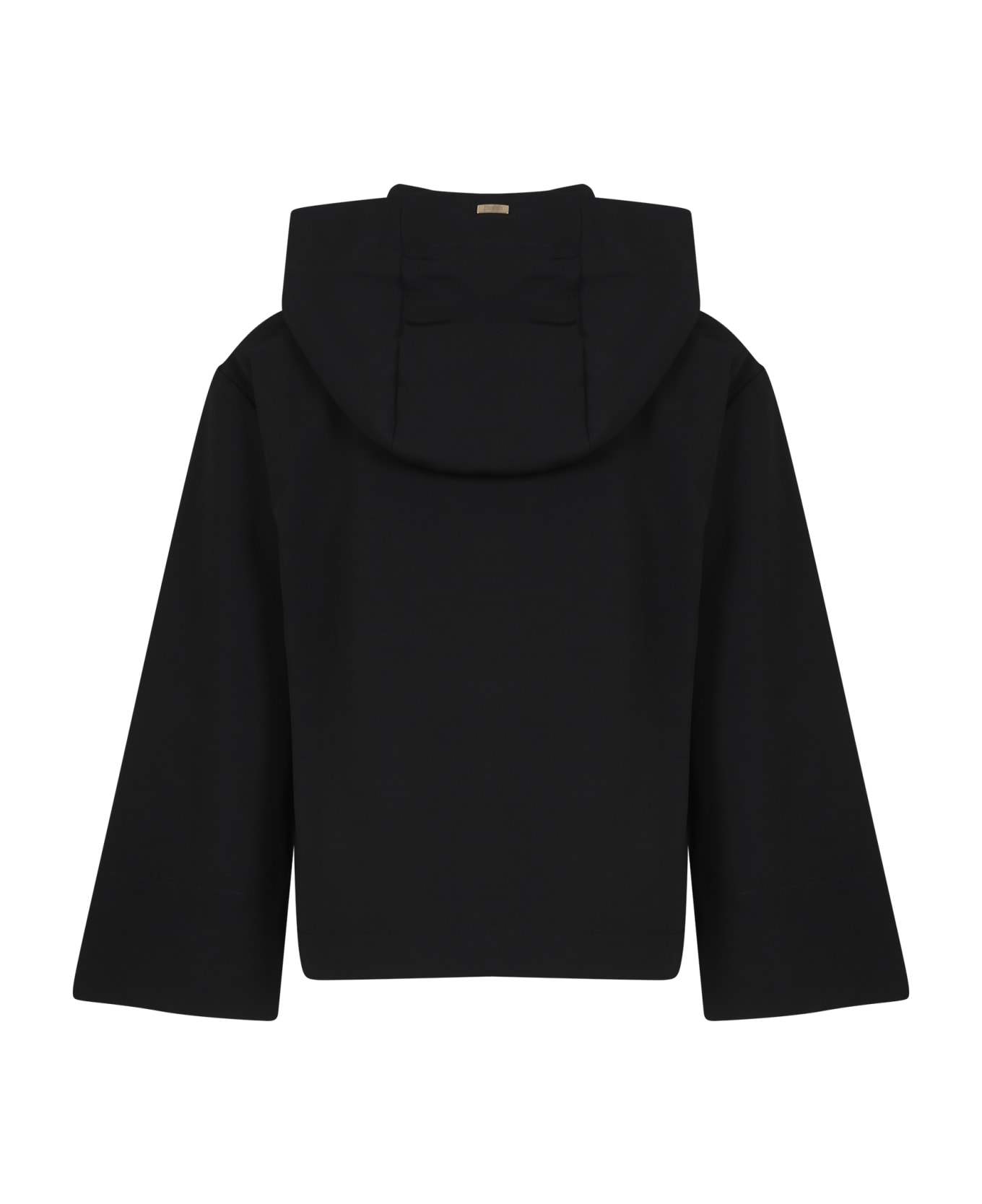 Herno Black Jacket For Girl With Logo - Black