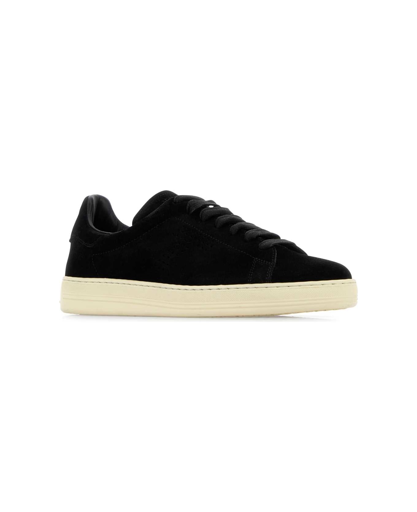 Tom Ford Black Suede Warwick Sneakers - BLACKCREAM