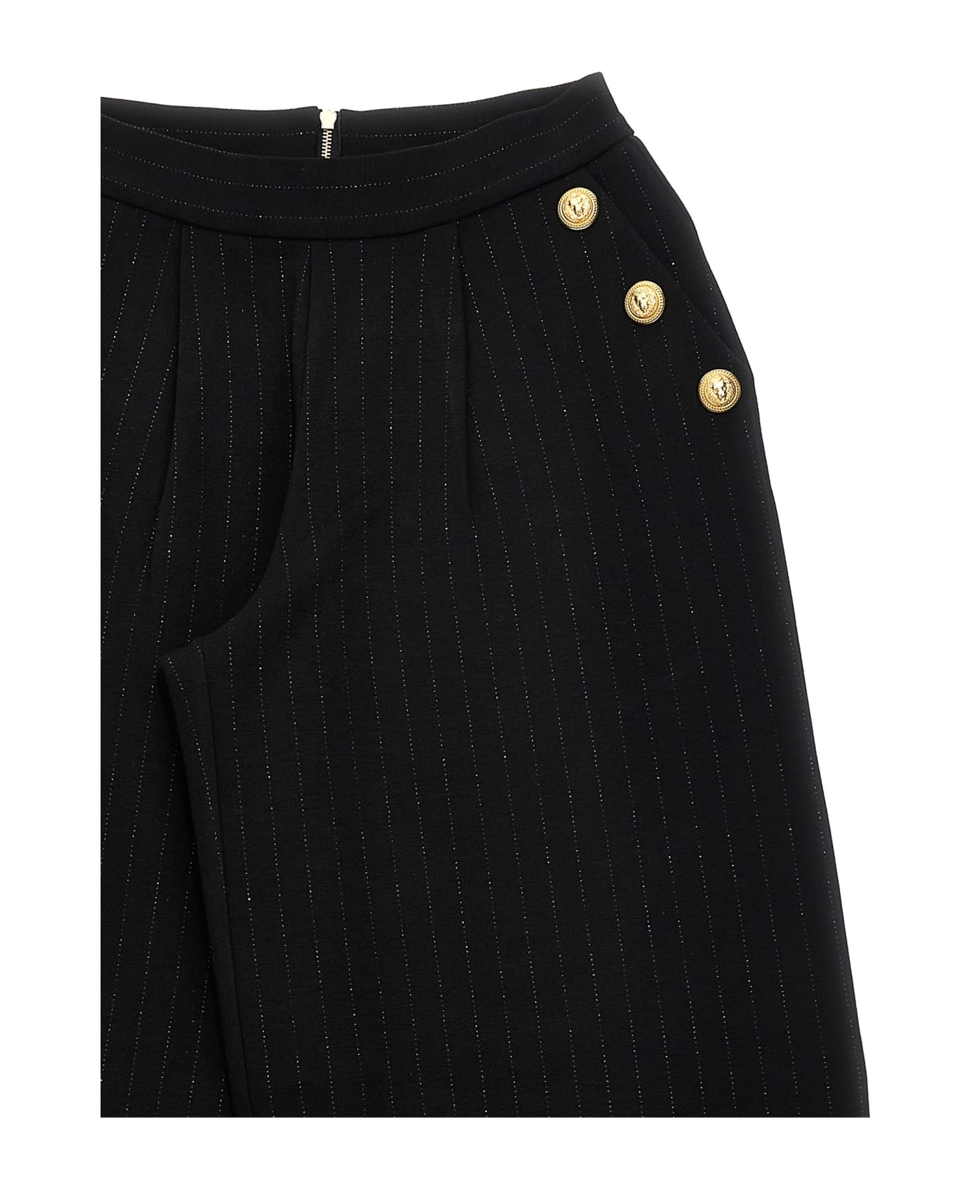 Balmain Lurex Pinstriped Pants - Black  