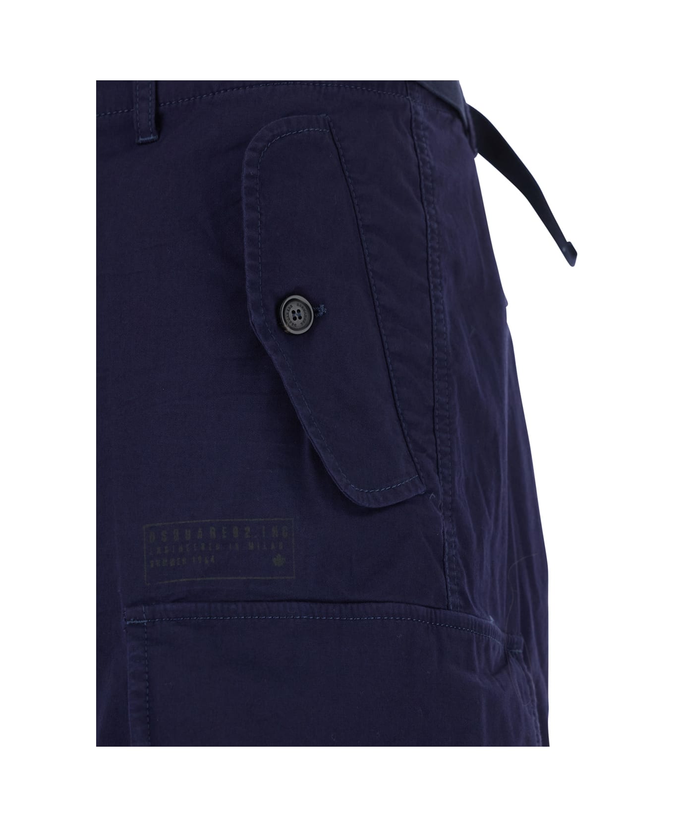 Dsquared2 Blue Shorts With Wide Leg And Four Flap Pockets With Buttons In Cotton Stretch Man - Blu