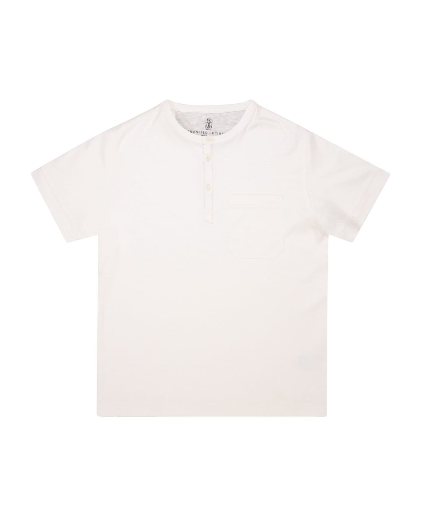 Brunello Cucinelli Cotton Jersey T-shirt With Buttons - White Tシャツ＆ポロシャツ