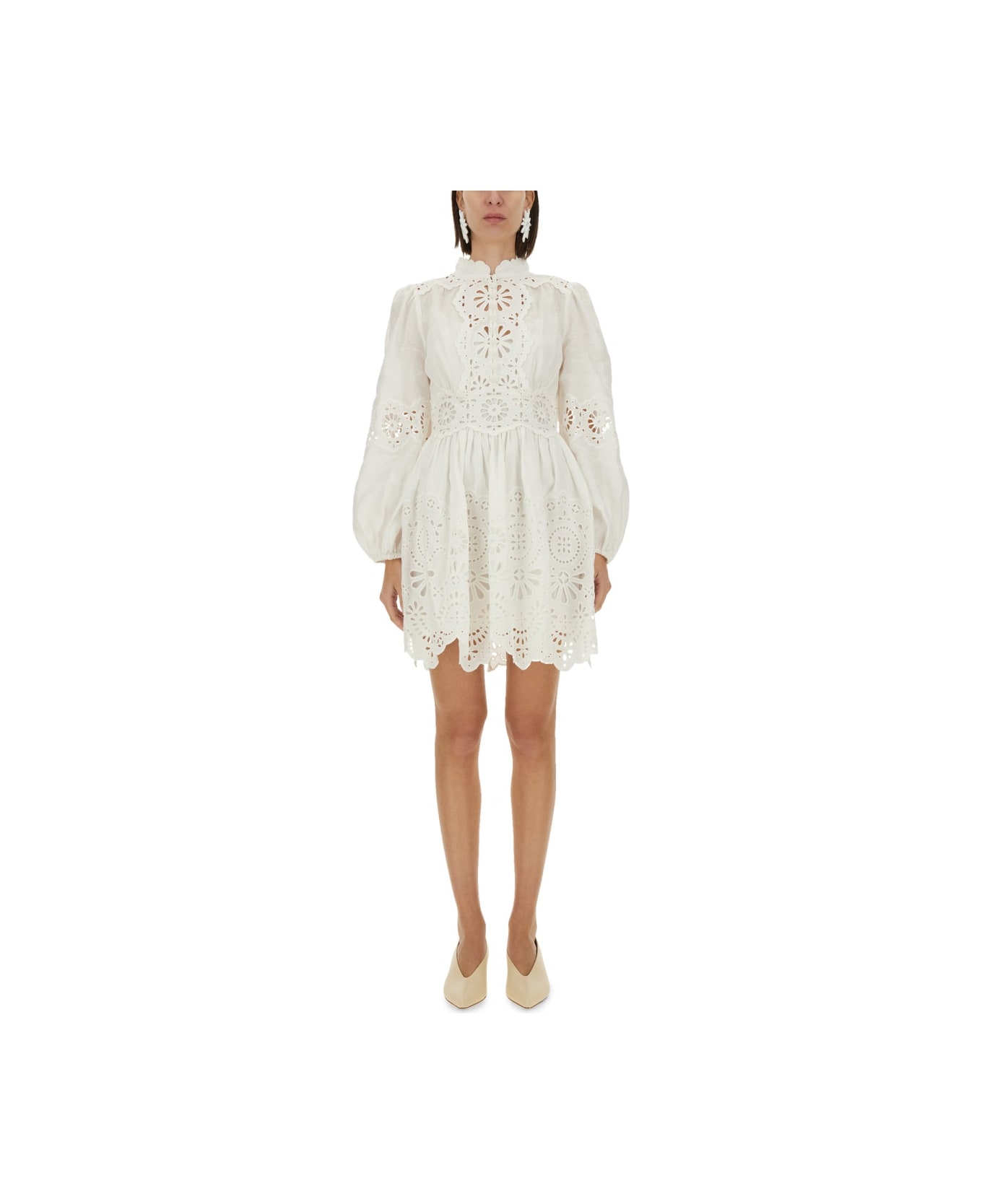 【Zimmermann】Acacia Broderie Tie floral linen minidress Zimmermann ACACIA BRODERIE TIE MINI DRESS | REVERSIBLE