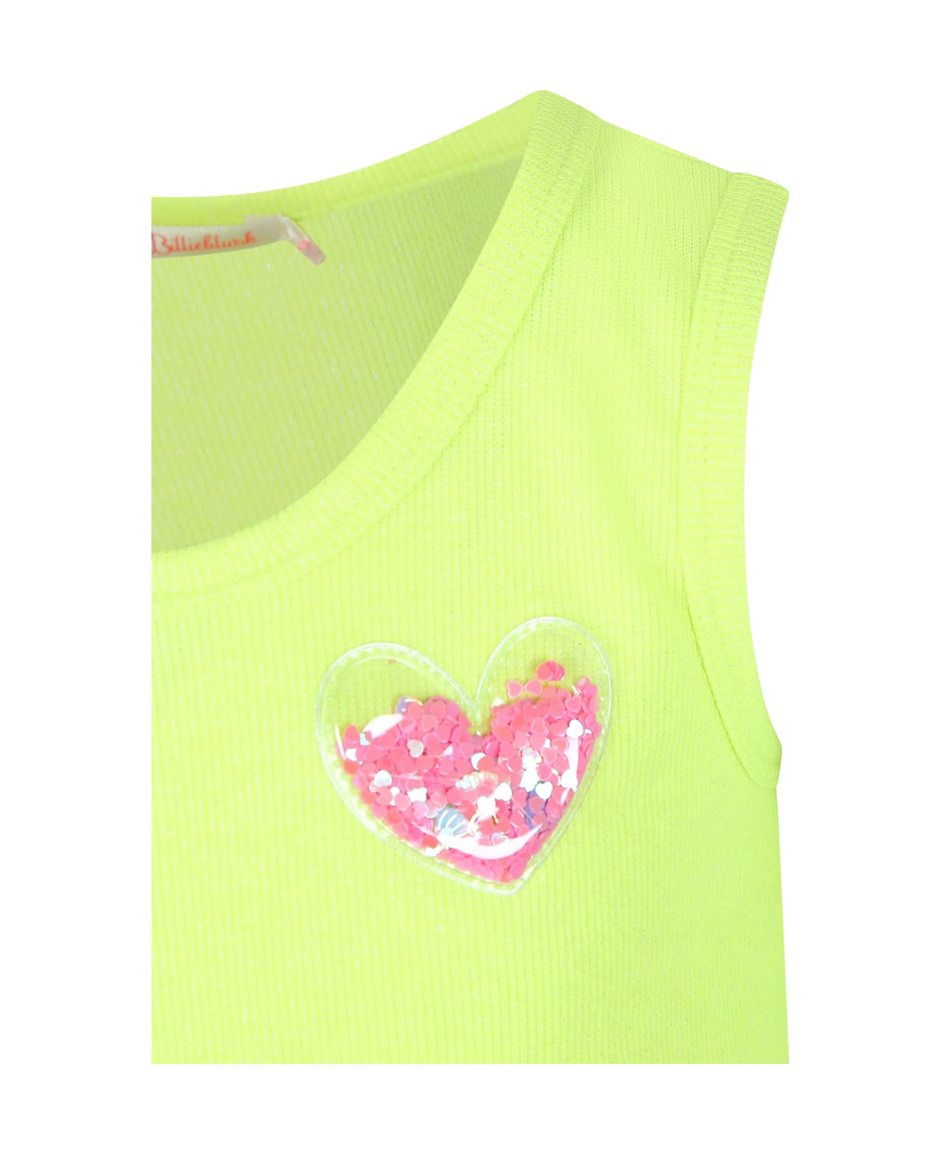 Billieblush Yellow Tank Top For Girl With Heart-shaped Bagde - Yellow Tシャツ＆ポロシャツ
