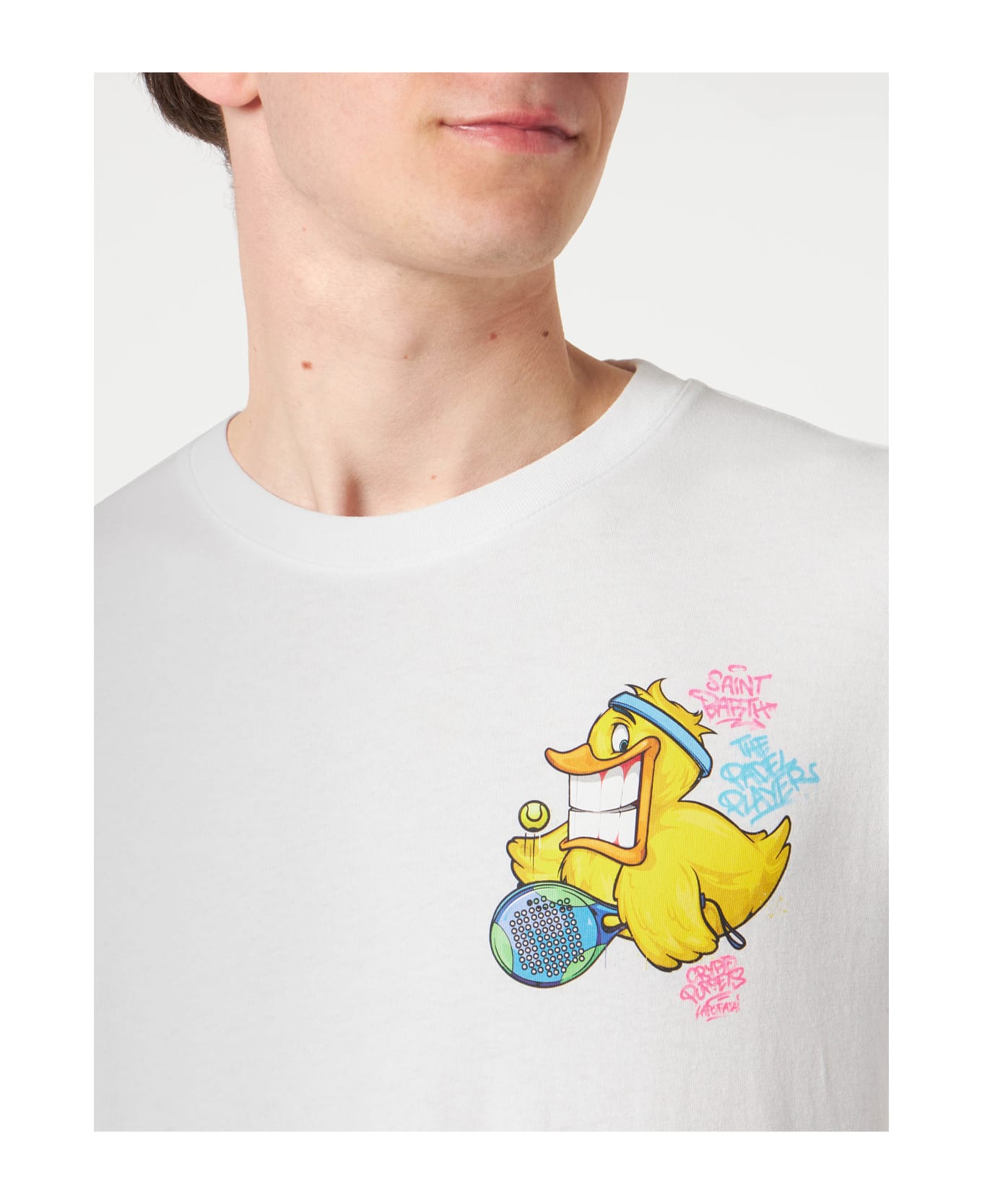 MC2 Saint Barth Man T-shirt With Crypto Duck Print | Crypto Puppets® Special Edition - WHITE