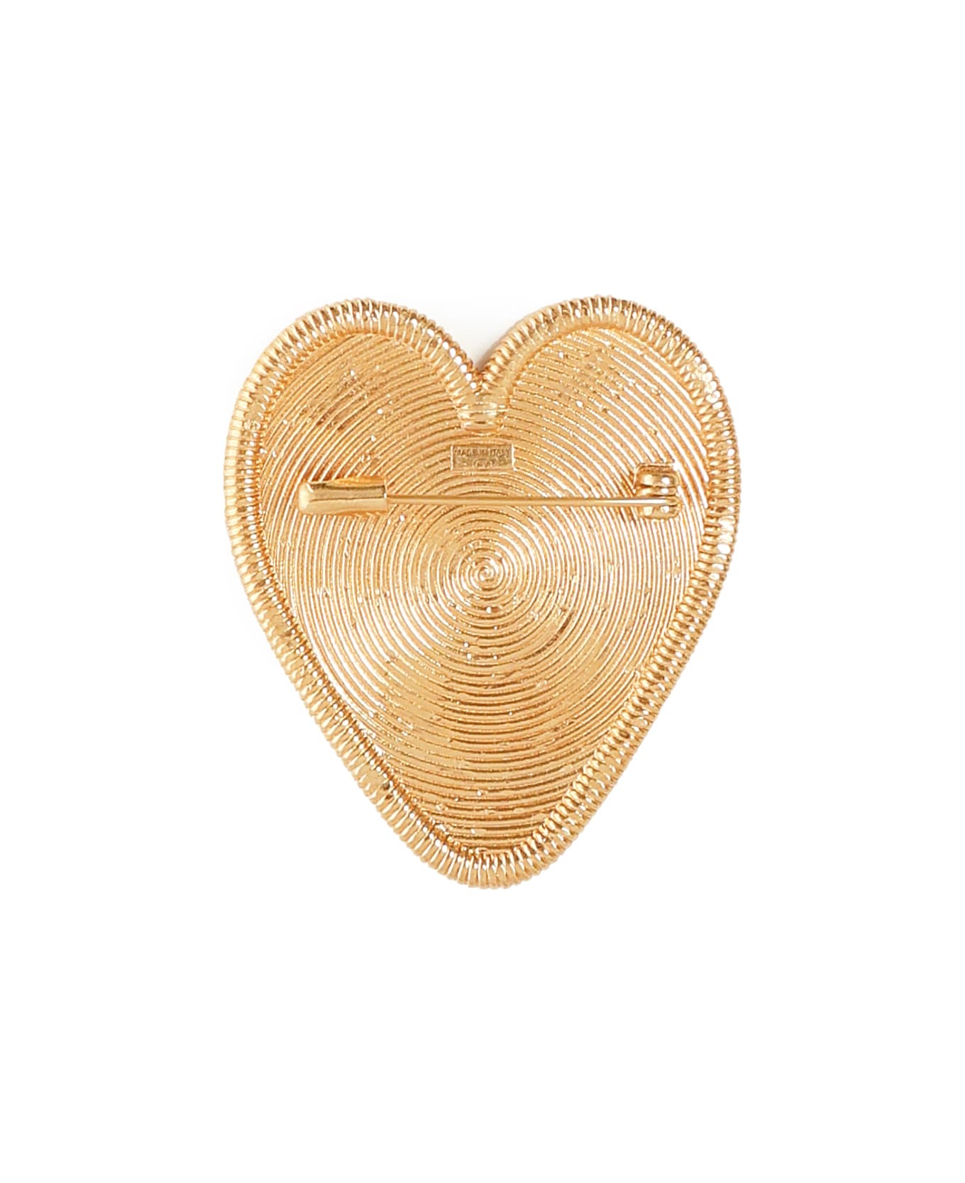Valentino Garavani Small Metal Brooch With Logo - Golden