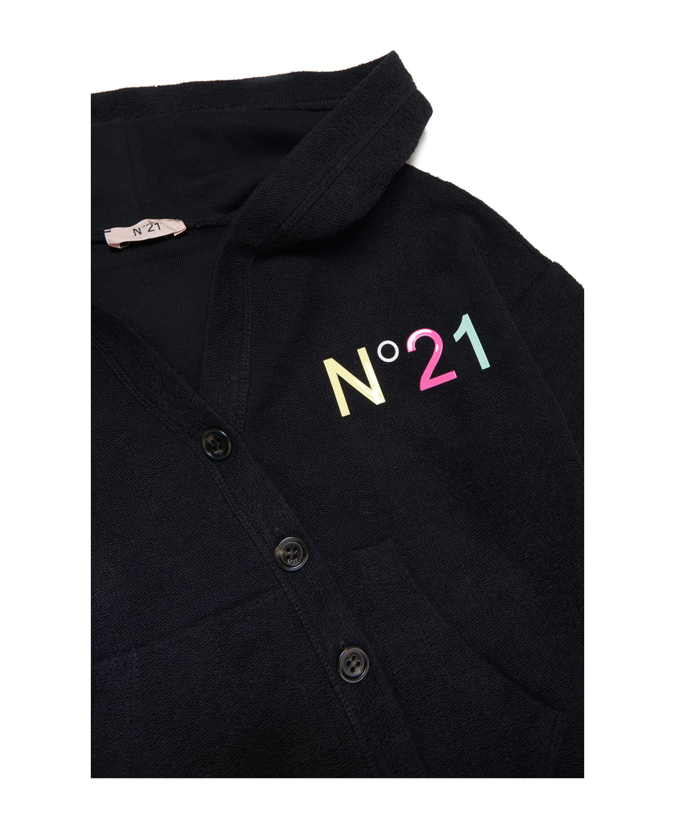 N.21 N21s162f Sweat-shirt N°21 La Bottega Di Giorgia Baby Girl Clothing With Hood, Buttons And Multicoloured Logo - Black